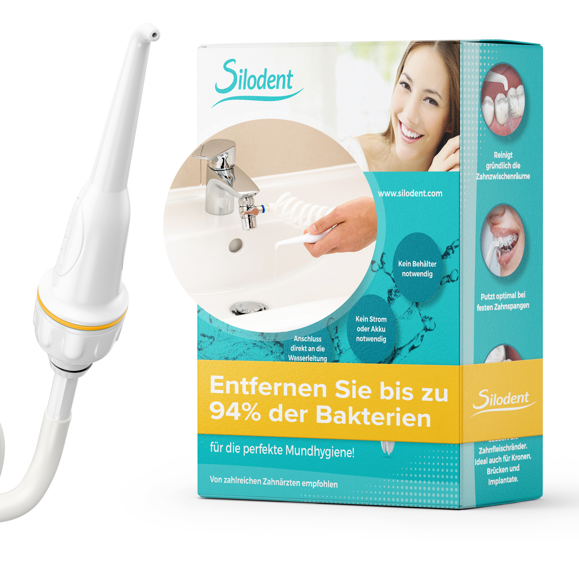 Image of Silodent Oral Irrigator.water Tap-powered Oral Irrigator, No Electricity Needed. Cordless Travel Oral Irrigator. Dental Irrigator For Interdental Cleaning. Interdental Cleaner For Braces