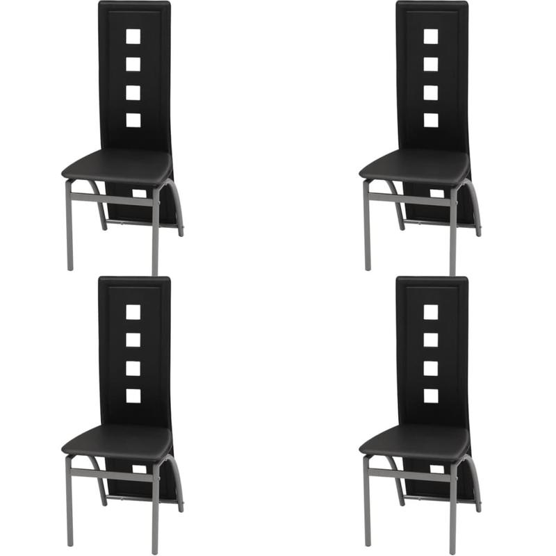 Dining Chairs, 4pcs, Black, Upholstered with Artificial Leather. Ergonomic Design - Suitable for Restaurants, Kitchens, Offices - Modern Style, Suitable for Home Office Activities And Weddings.