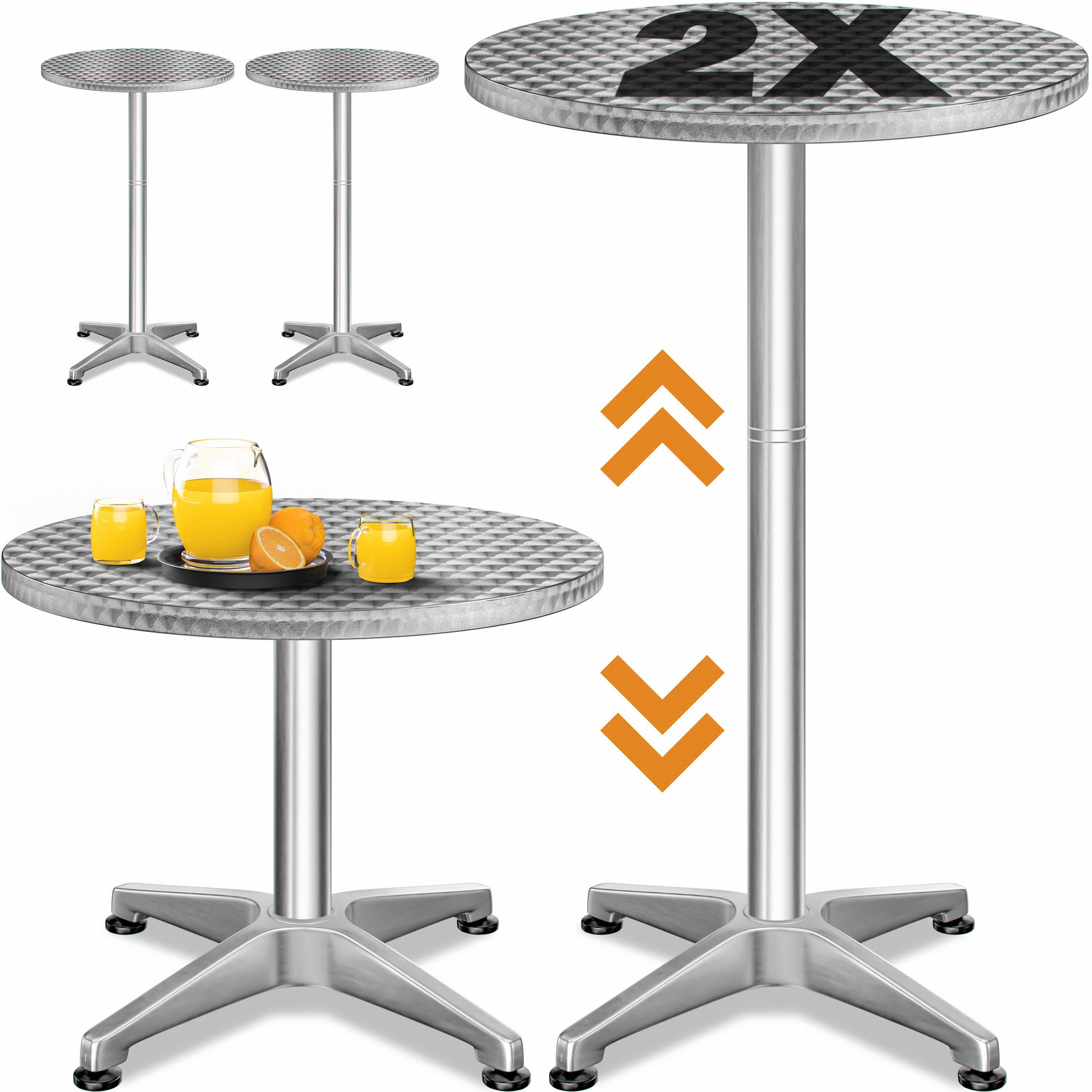 Image of Casaria® 2-piece Set Height-adjustable Bar Table 70cm / 115cm, Stable Aluminum, Round Ø60cm, Weatherproof, Outdoor 2-in-1 Bistro Table, Beer Table, Bar Table, Party Table