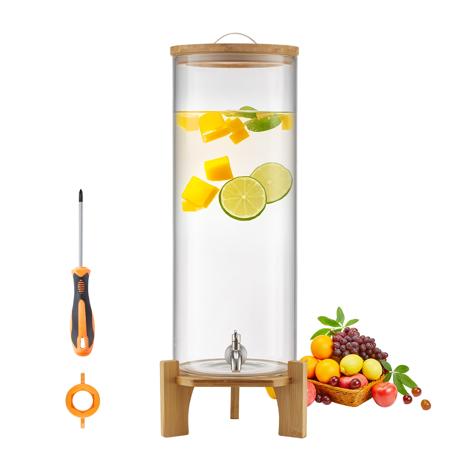 Vevor Drink Dispenser 13l Beverage Dispenser For Parties Glass With Stand