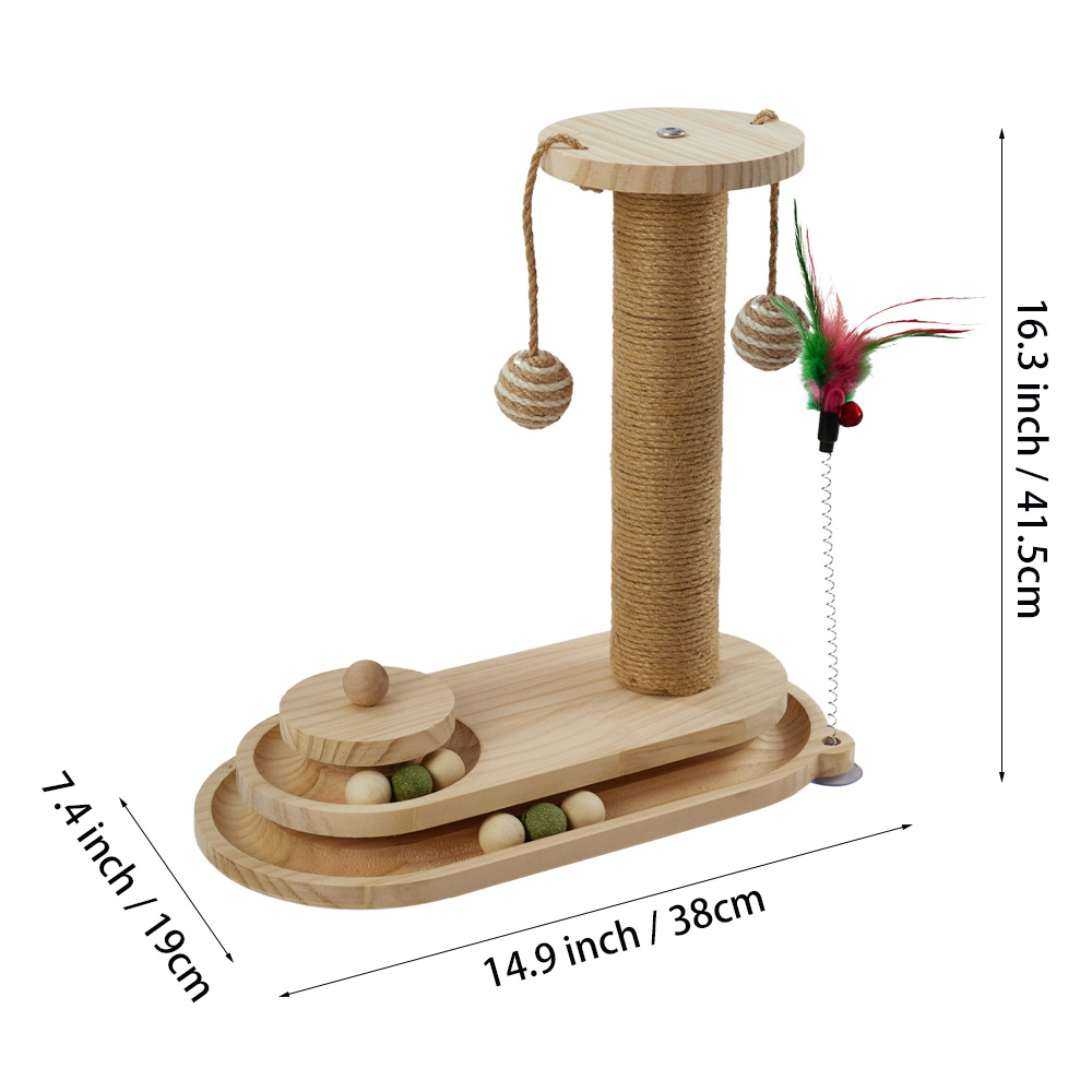 Cat Scratching Post with Interactive Track Ball Toy