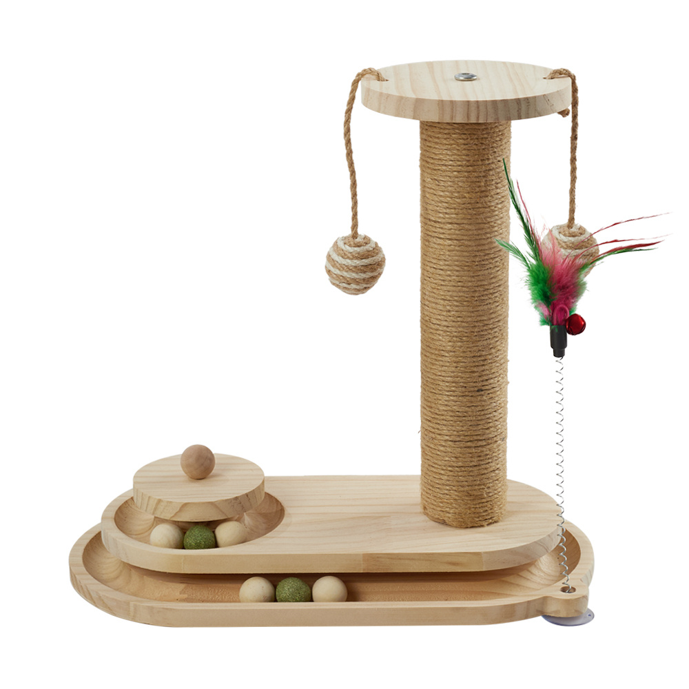 Cat Scratching Post with Interactive Track Ball Toy