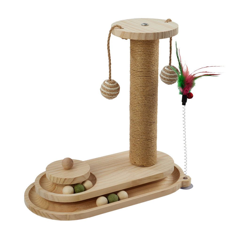 Cat Scratching Post with Interactive Track Ball Toy