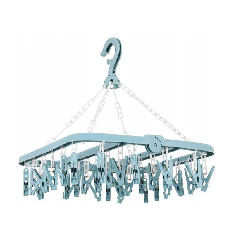 TEMU Sock Drying Rack For Hanging Underwear With 32 Clips, Foldable