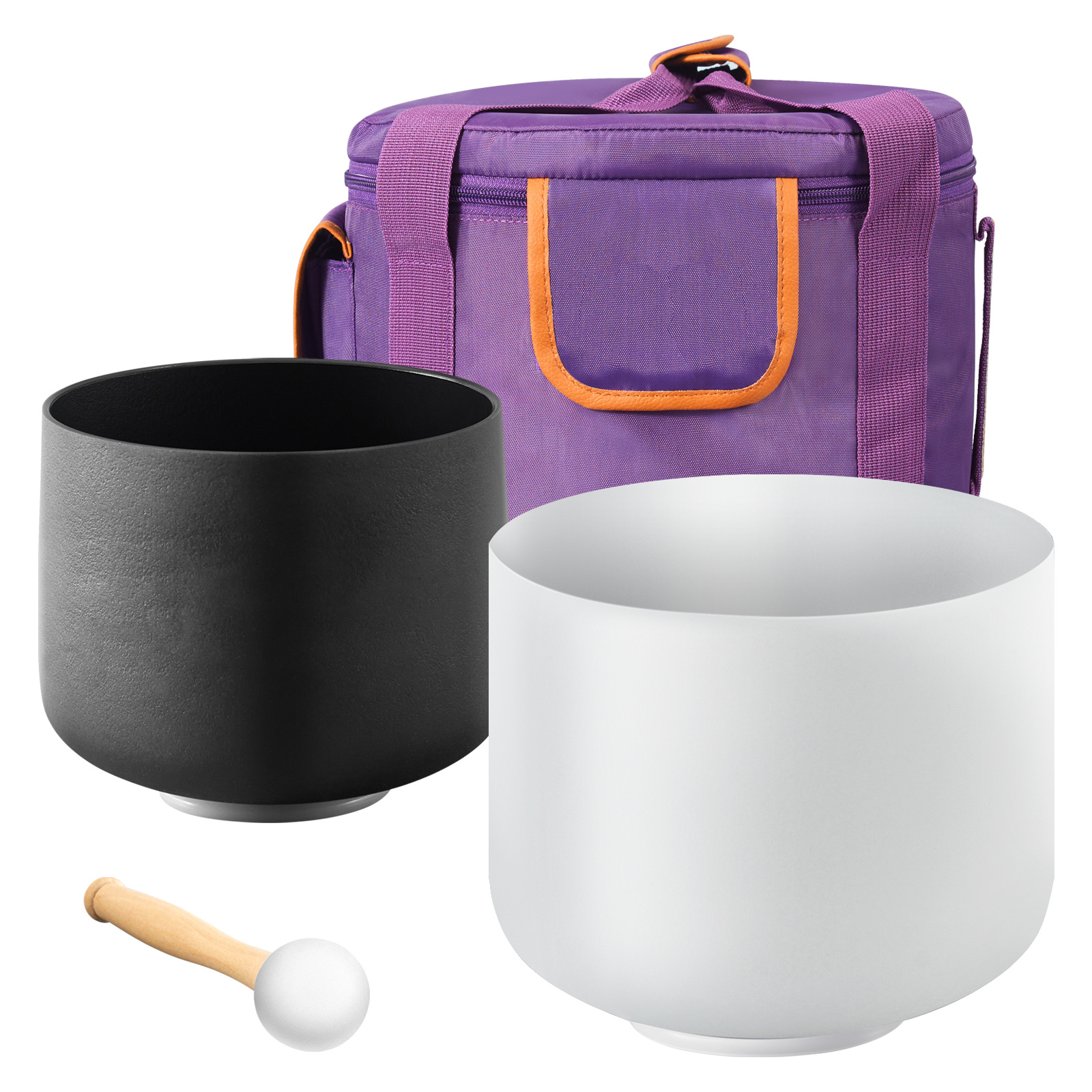 Image of Vevor 2pcs Crystal Singing Bowls 8" And 10" A & F Note Singing Bowls With Carrying Bag