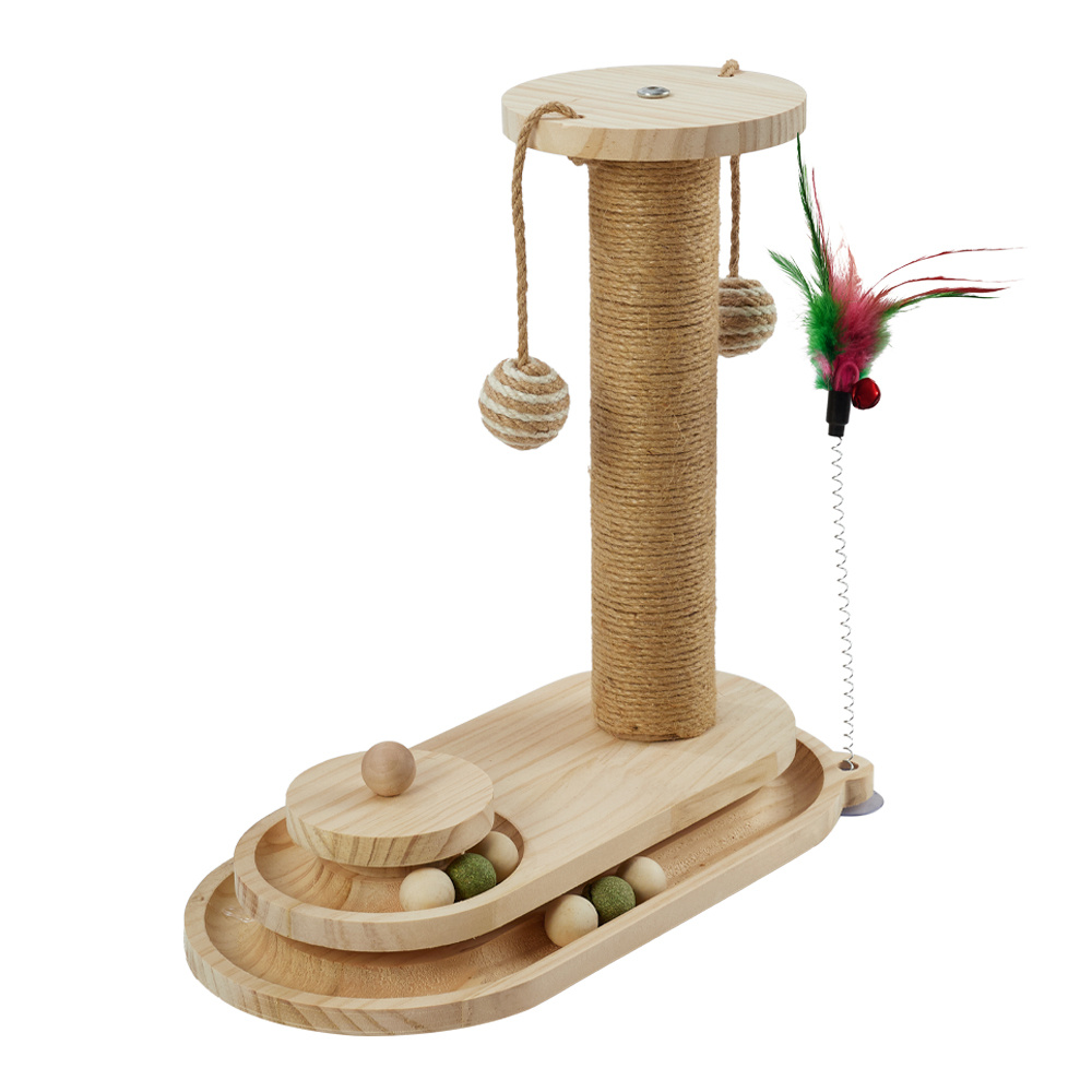 Cat Scratching Post with Interactive Track Ball Toy