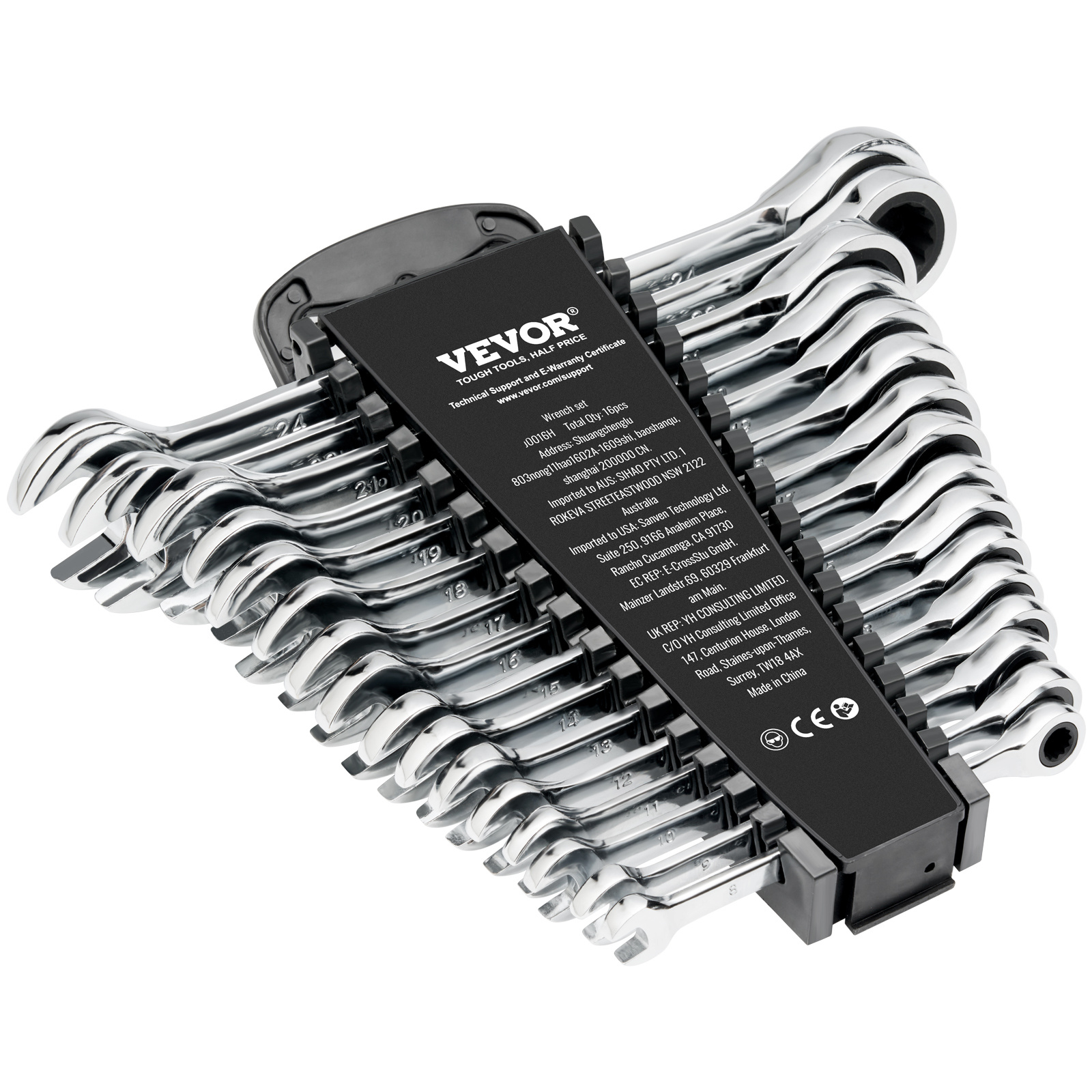 Vevor Combination Wrench Set 16pcs Metric 8 Mm To 24 Mm With Organizer Rack