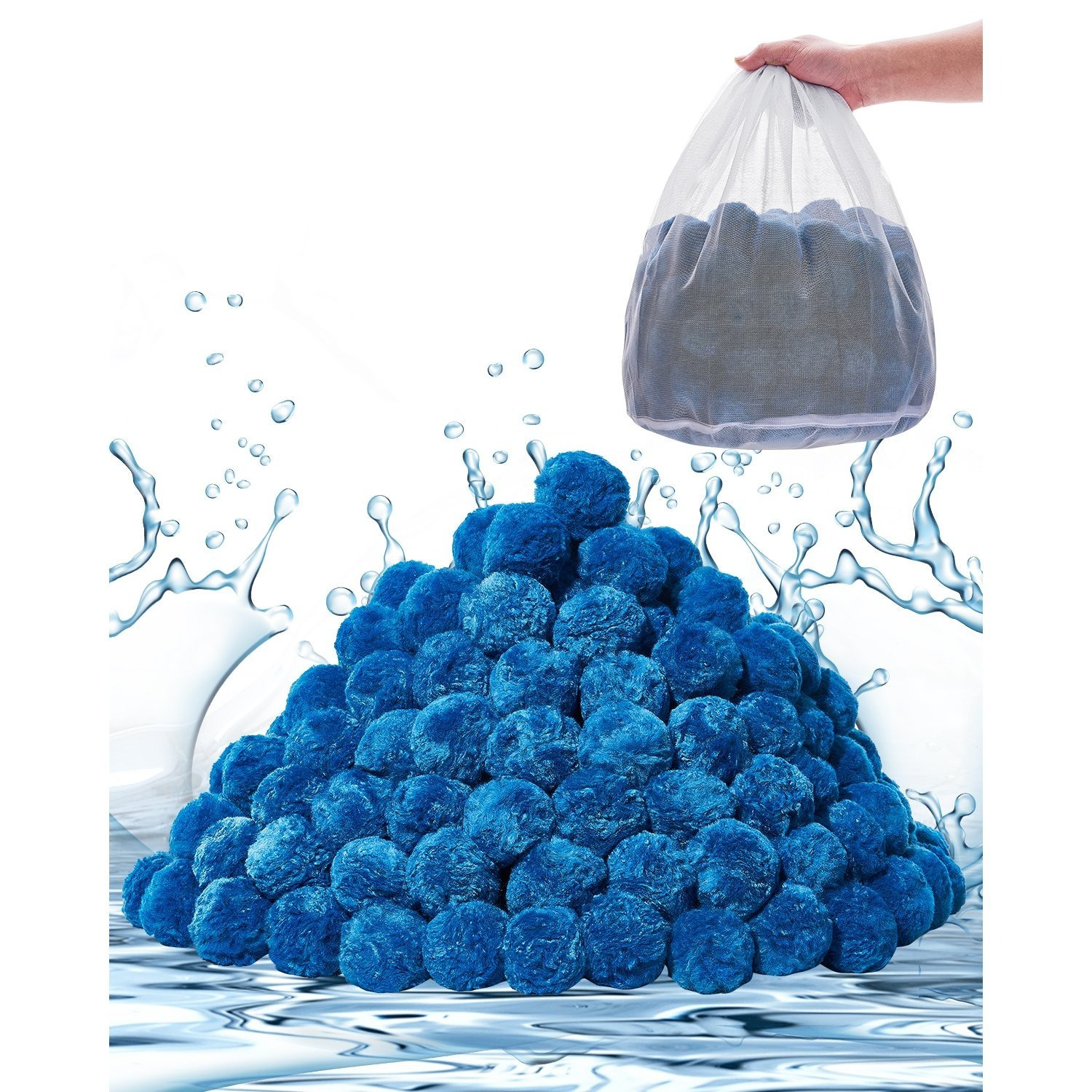 Image of Pool Filter Balls For Sand Filter Pump Swimming .1 Lbs Reusable Blue