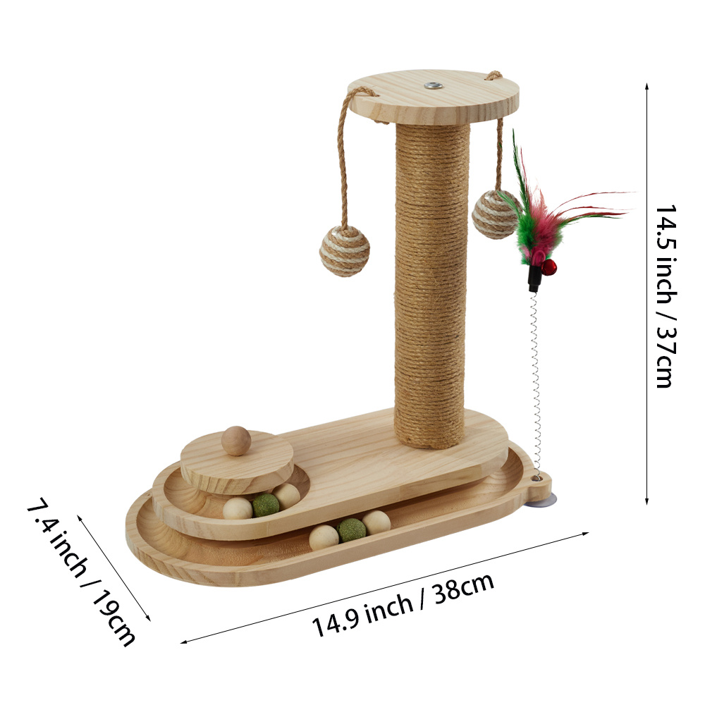 Cat Scratching Post with Interactive Track Ball Toy