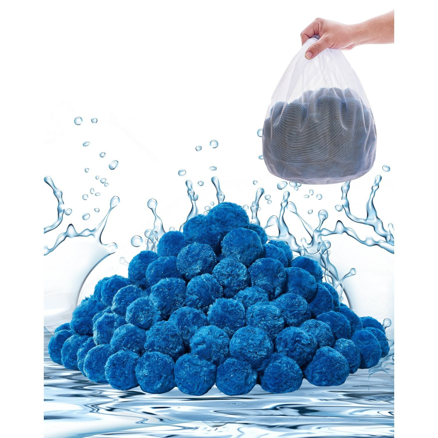 TEMU Vevor Pool Filter Balls For Sand Filter Pump Swimming Pool 1.5 Lbs Reusable Blue