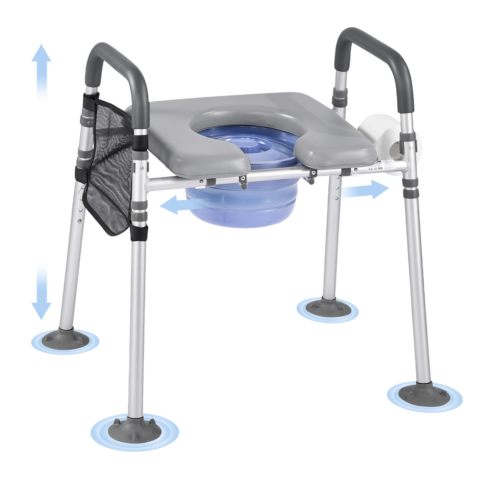 TEMU Bedside Commode Chair 4-in-1 Raised Toilet Seat Adjustable Height 500 Lbs