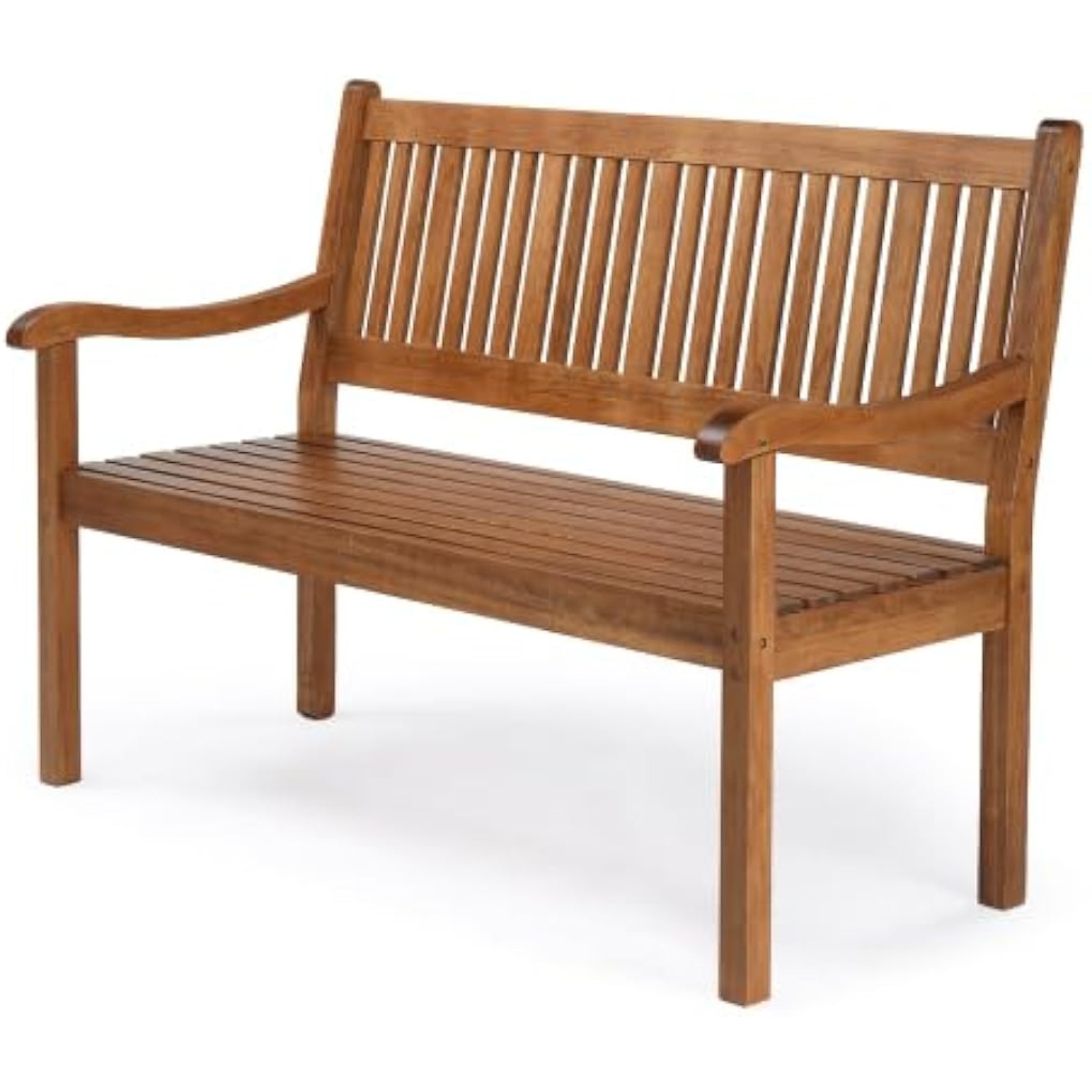 E-shop Gartenbank Holz 2-3 Sitzer,Wetterfest Sitzbank, aus Massivholz bis 360 kg, Outdoor Parkbank für Terrasse & Garten, 127 x 91 cm