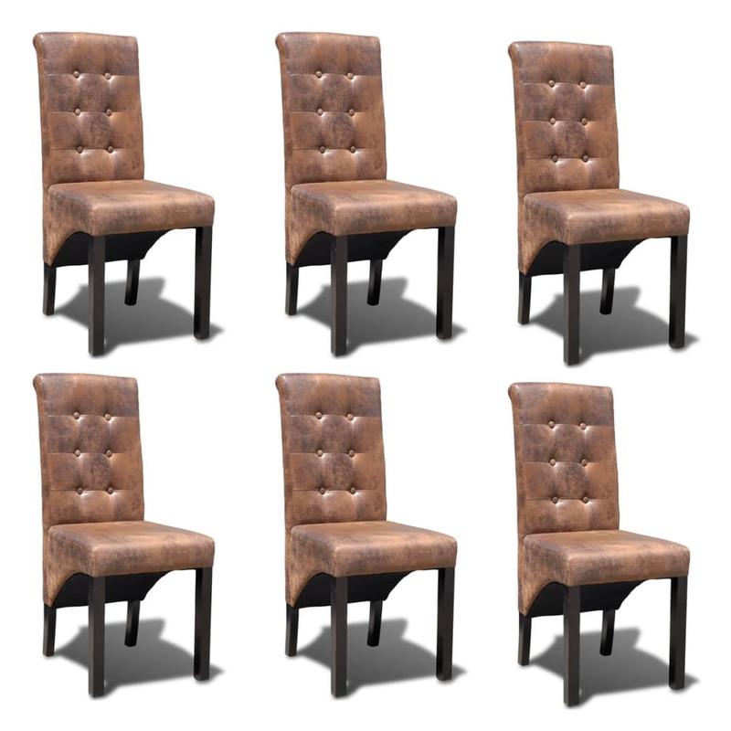 Brown Artificial Leather Dining Chairs, 6-Piece Set - Ergonomic Design, Perfect for Restaurants, Kitchens, Offices, Home Offices, and Weddings - Modern Style