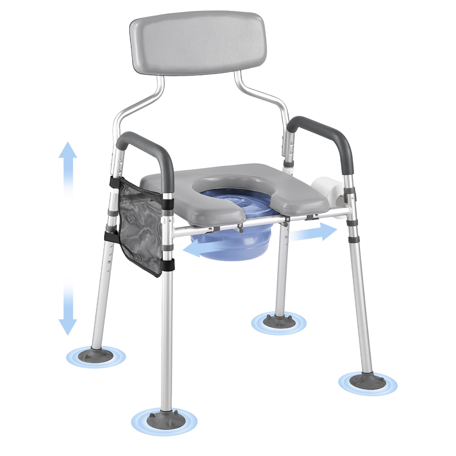 TEMU Silla de inodoro elevada de 4 en 1 con asiento de inodoro ajustable de 500 libras para commode junto a la cama