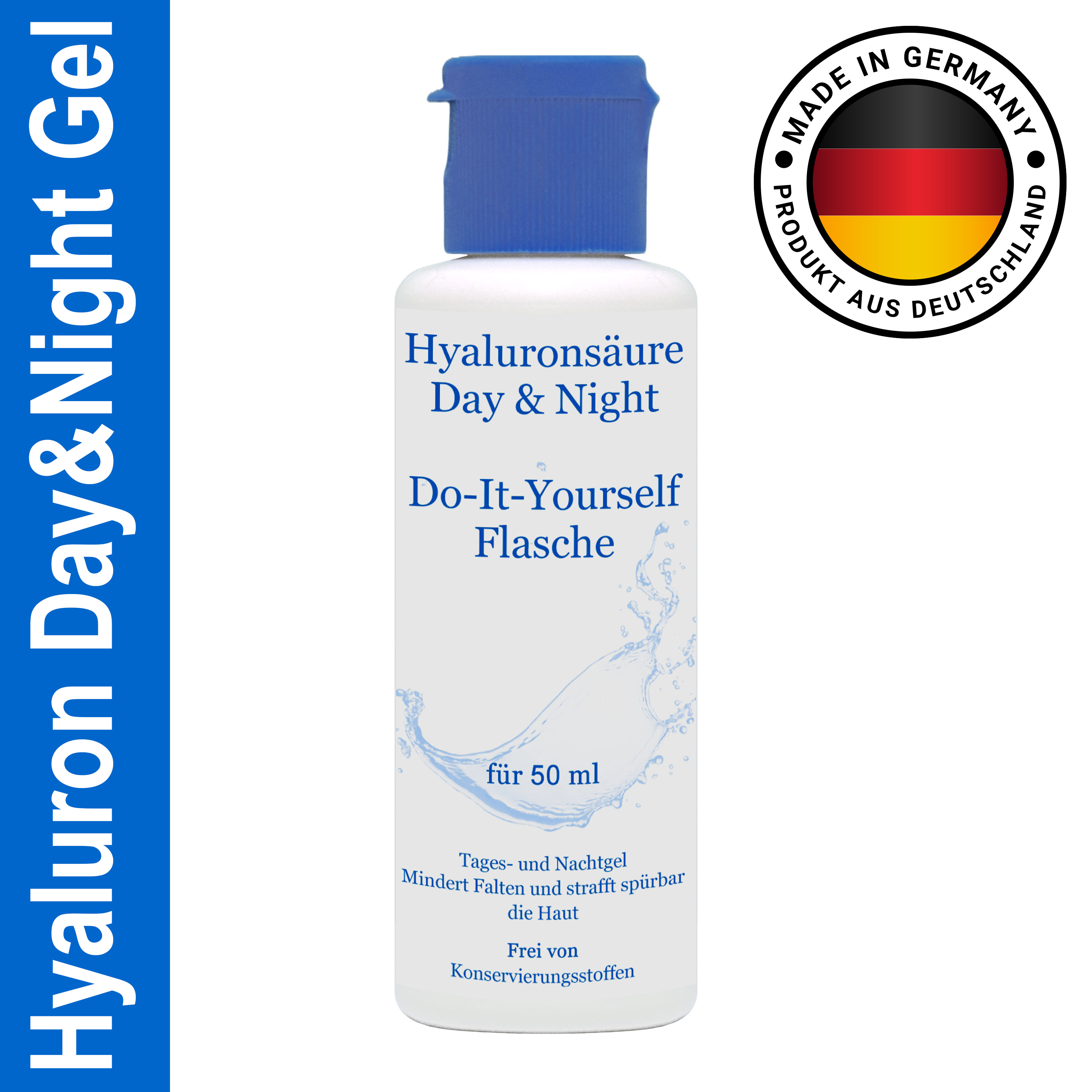 E-shop Hyaluron Hyaluronsäure Anti-Aging 50 ml Gel-Extrakt hochdosiert -Yourself Flasche I HERRLAN-Qualität I Made in Germany