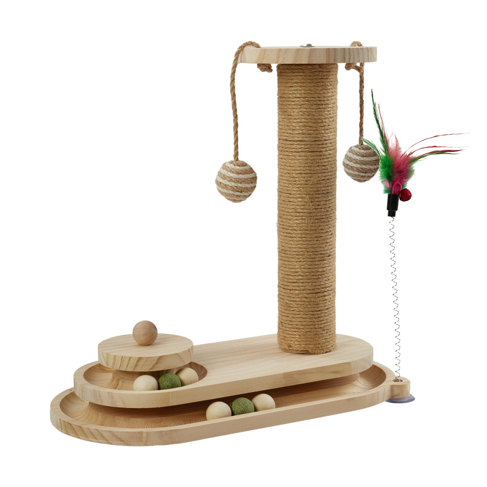 Cat Scratching Post with Interactive Track Ball Toy
