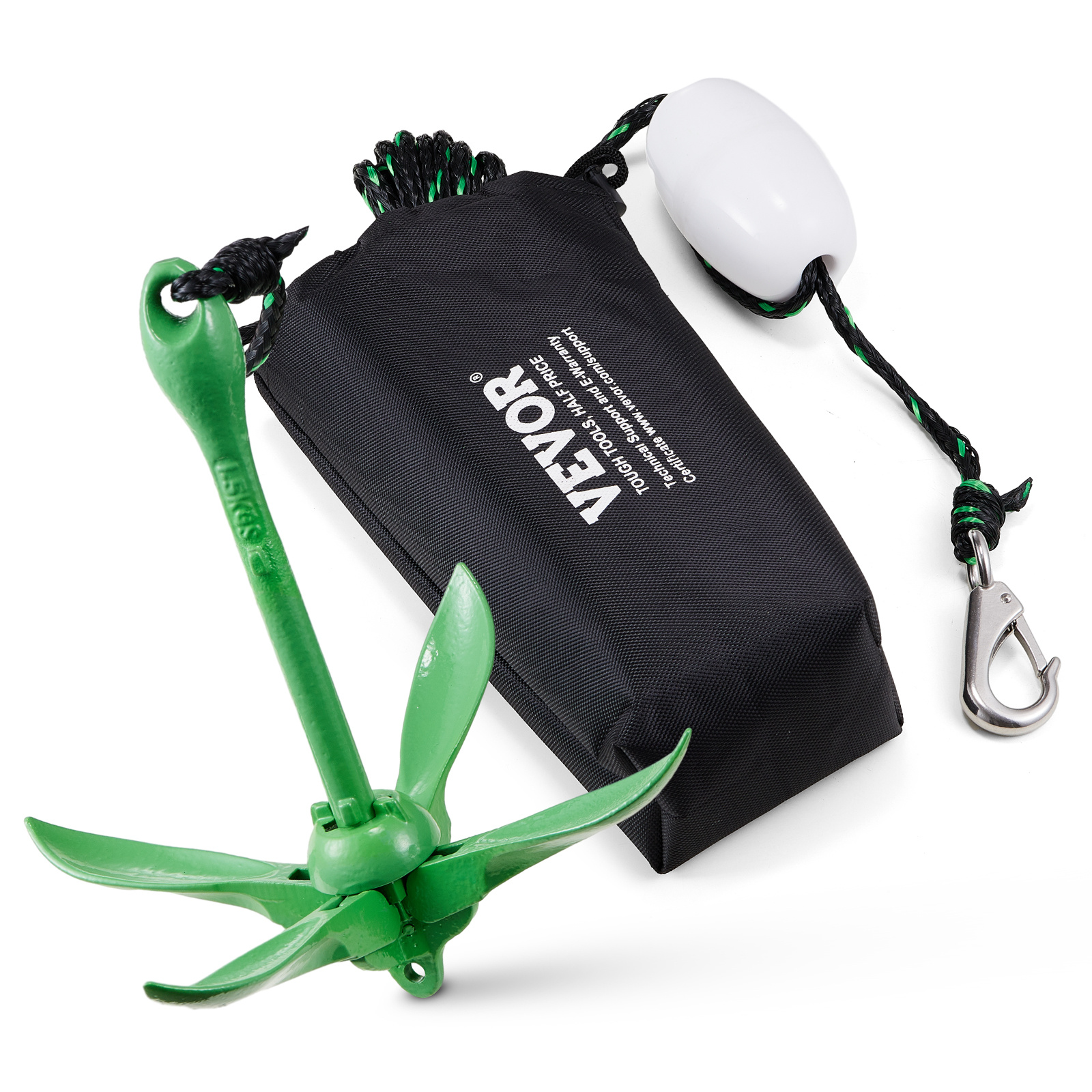 E-shop VEVOR Kajak-Anker-Set, 3, -Anker-Set mit 26,2 ft/8 m Seil und Schwimmboje, klappbarer Anker für kleine Boote mit Aufbewahrungstasche und