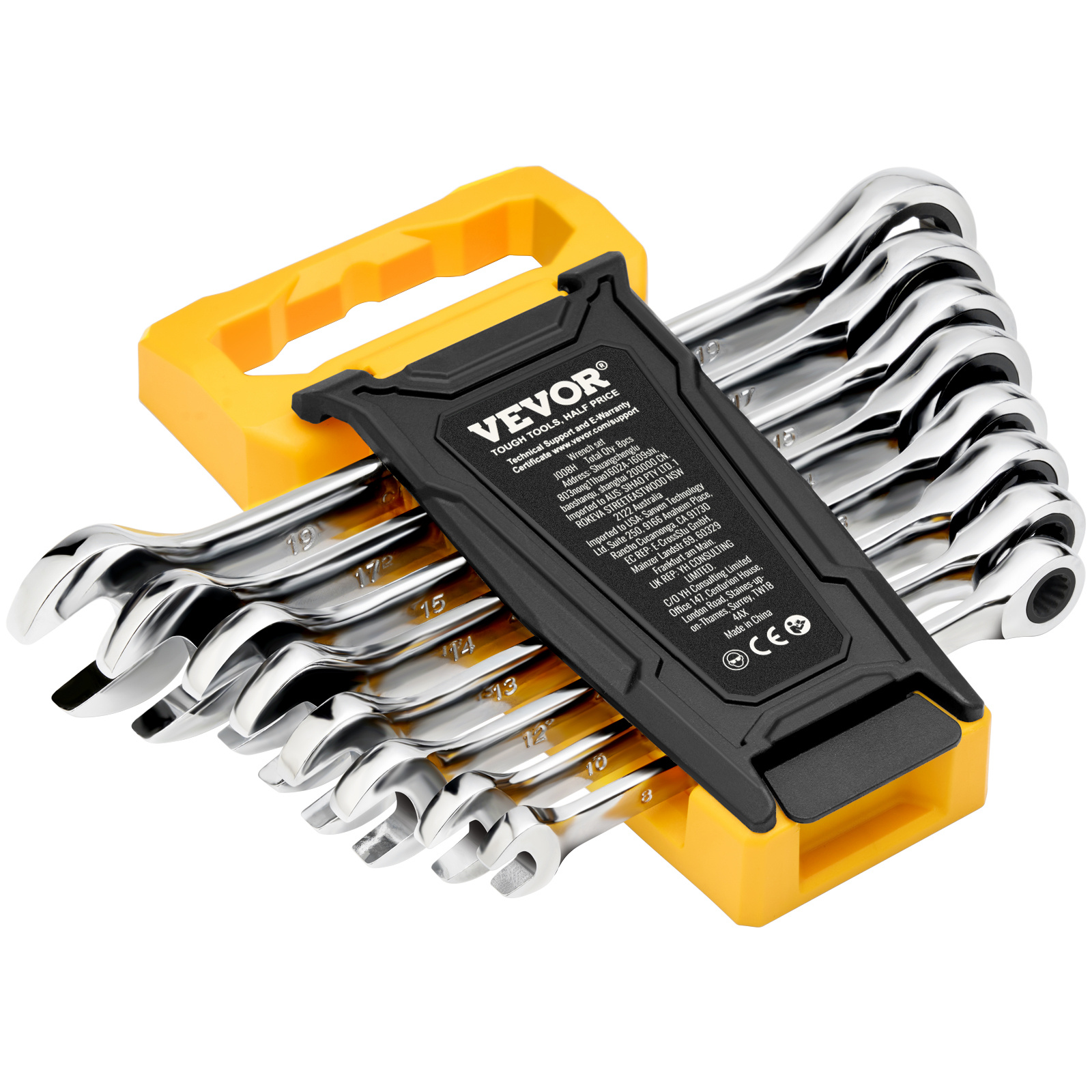 Vevor Combination Wrench Set 8pcs Metric 8 Mm To 19 Mm With Organizer Rack