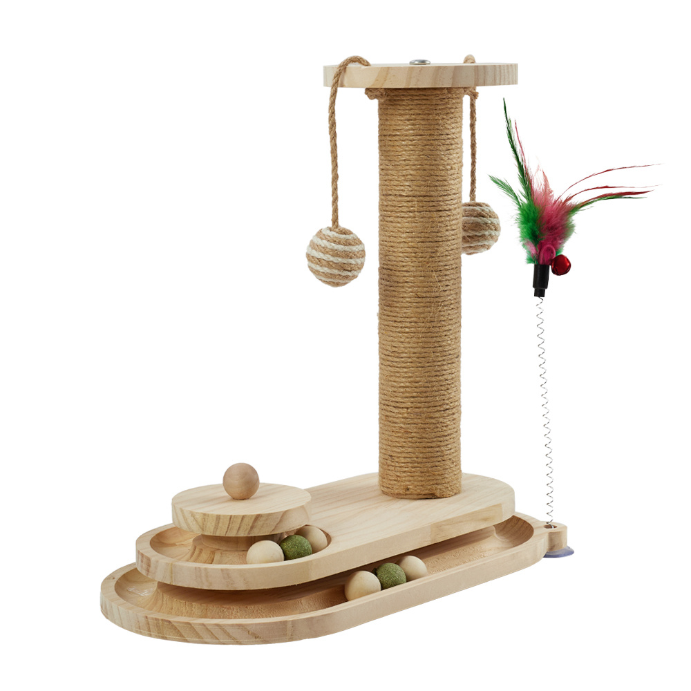 Cat Scratching Post with Interactive Track Ball Toy