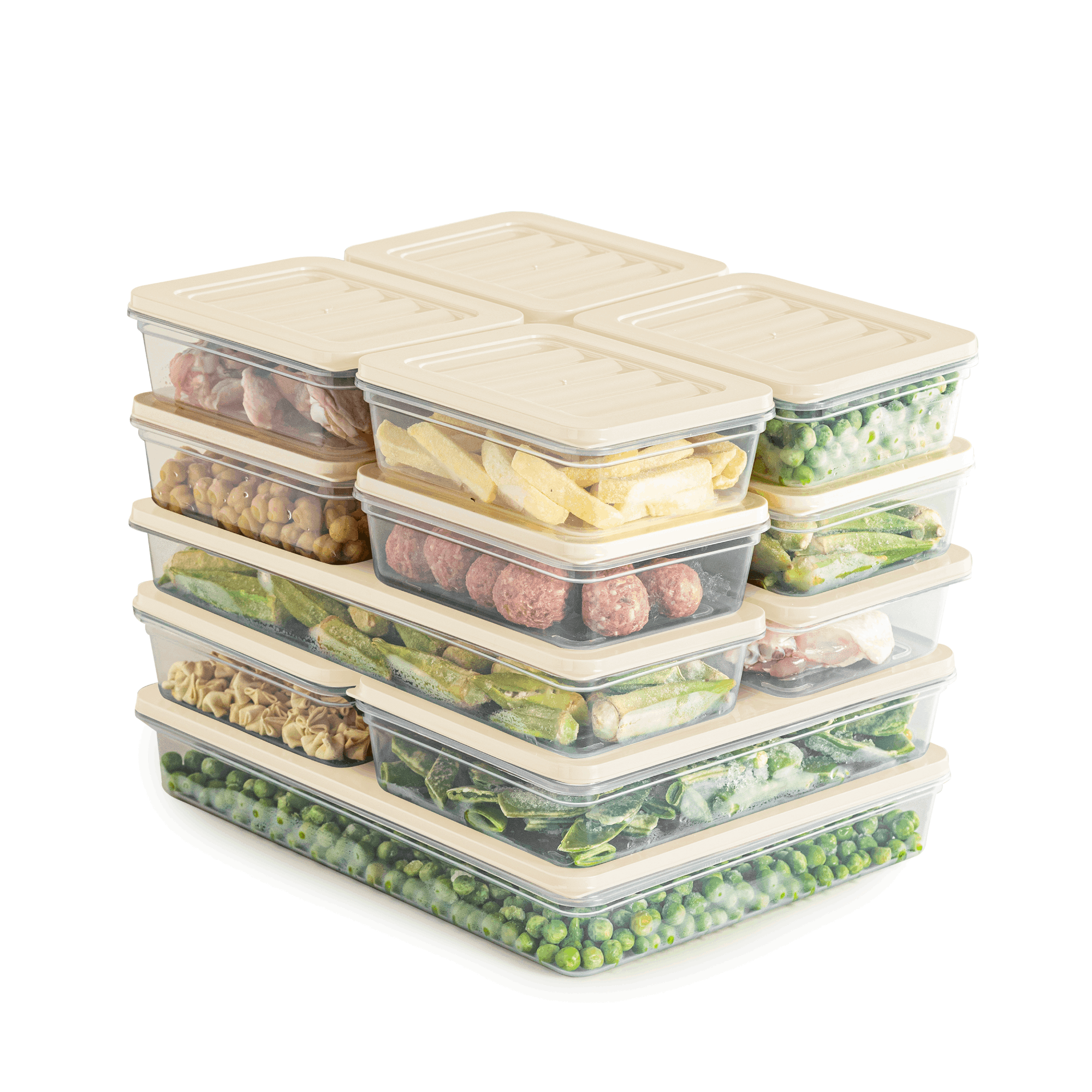 Viwares Stackable Freezer Containers 13-piece Set, Freezer & Fridge Organizer With Lids, Freezer- To -25°c, Reusable Food Storage Containers, Keep And