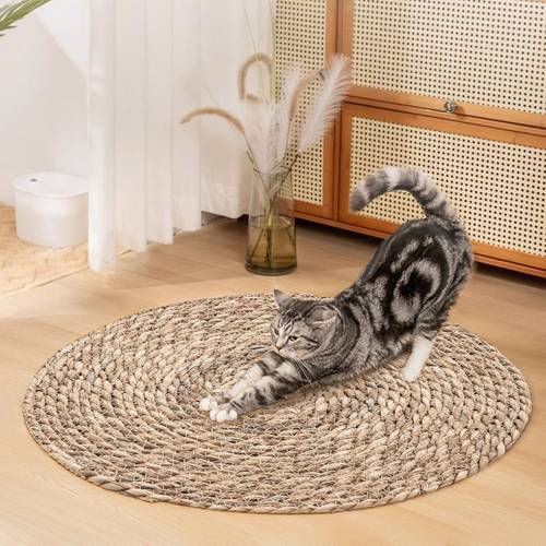 cat tail grass cat scratch board large grinding claw cat toy wear resistant scratch resistant non shedding scratch basin integrated cat nest vine weaving cat sleeping mat