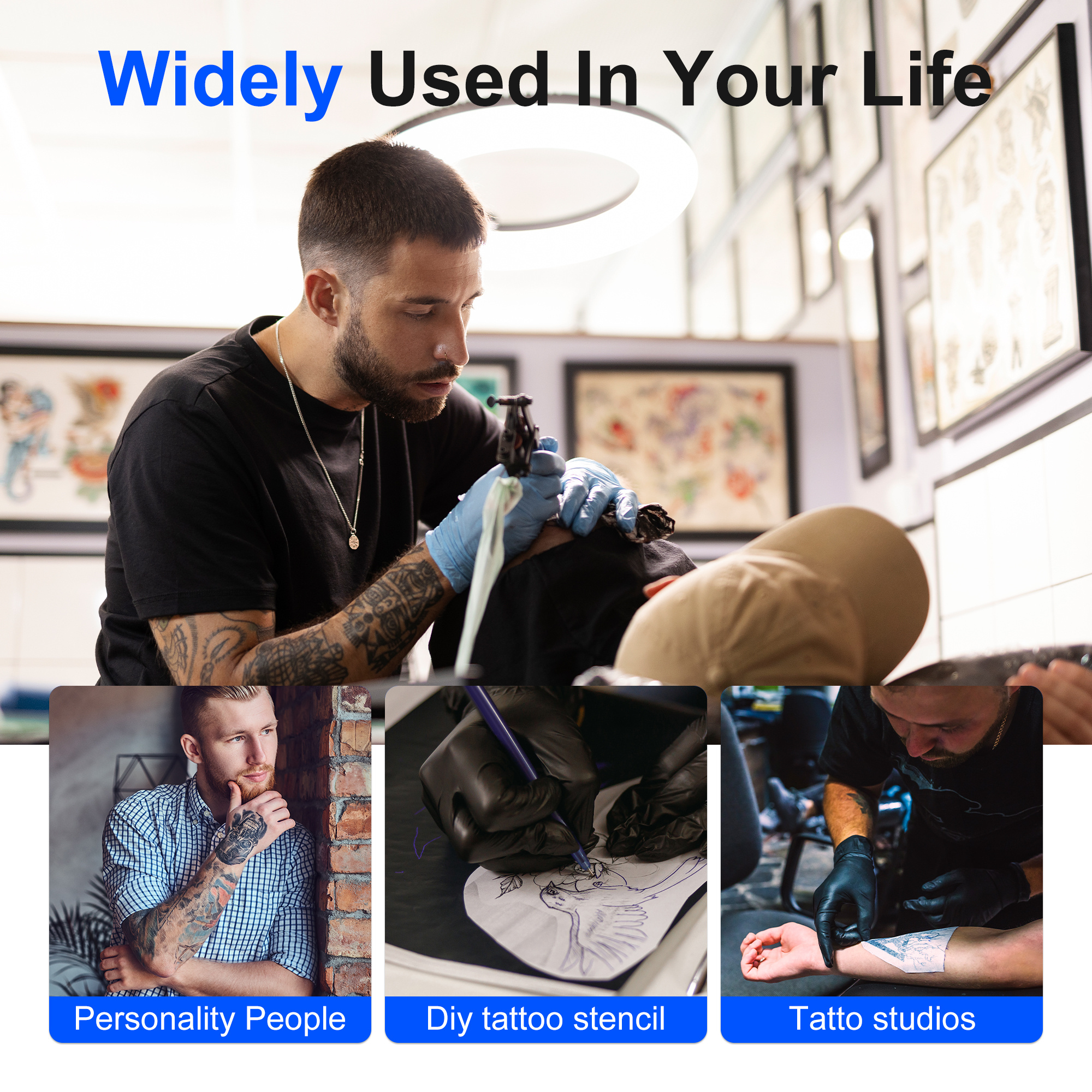 Imprimante thermique portable D810 - Connectivité sans fil et impression USB, compatible avec les téléphones mobiles, les tablettes et les ordinateurs portables, avec deux modes pour les autocollants de tatouage et le papier manuscrit thermique, idéale pour la maison, le bureau, les voyages, l'artisanat et les petites entreprises - 20 feuilles de papier d'impression thermique gratuites !