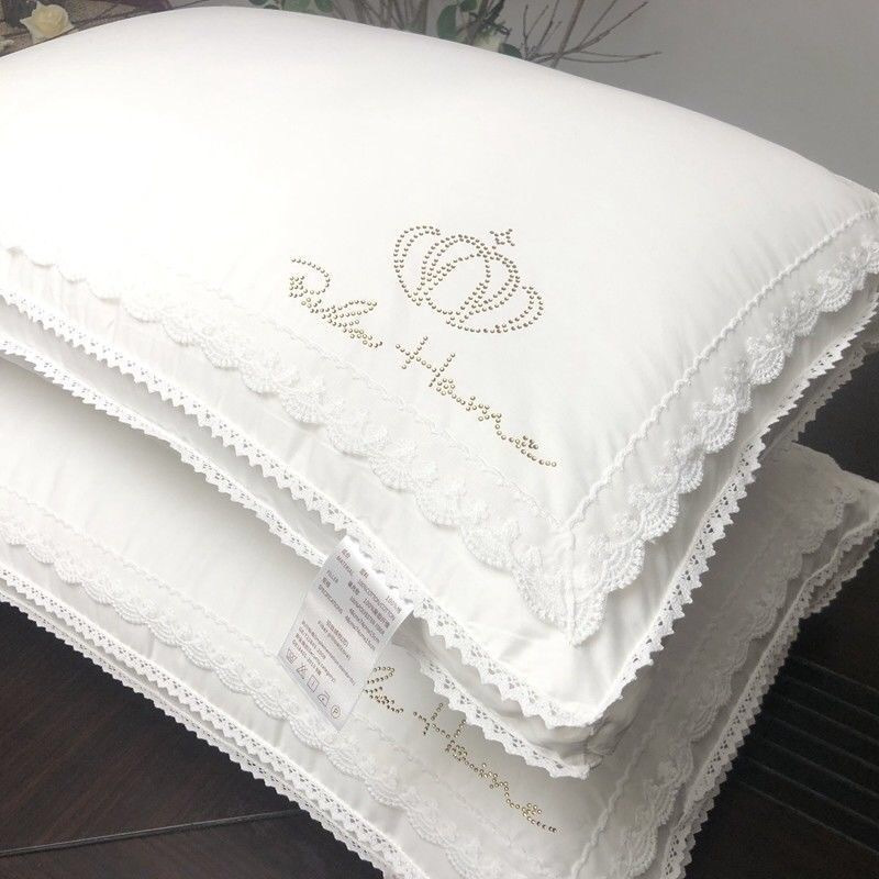 TEMU 2-pack Luxury Crown Lace Pillow Insert 74x48cm - Super Bounce Back With Down Alternative For Neck And Shoulder Pain Relief, Hypoallergenic