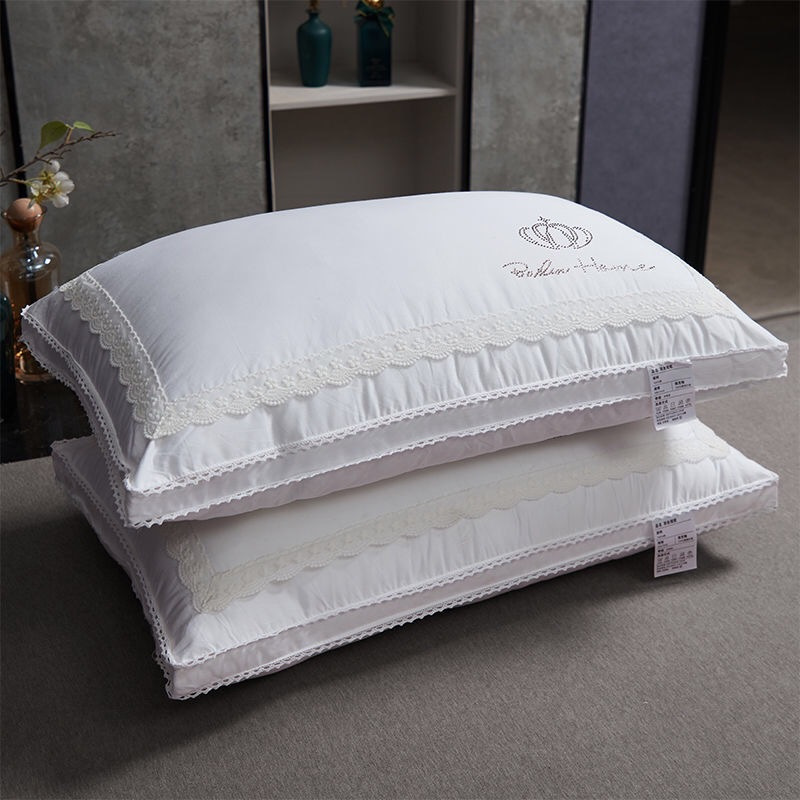 TEMU 2pcs Luxury Crown Lace Pillow Insert 74x48cm - Super Bounce Back With Premium Down Alternative For Neck And Shoulder Pain Relief, Like Sleeping