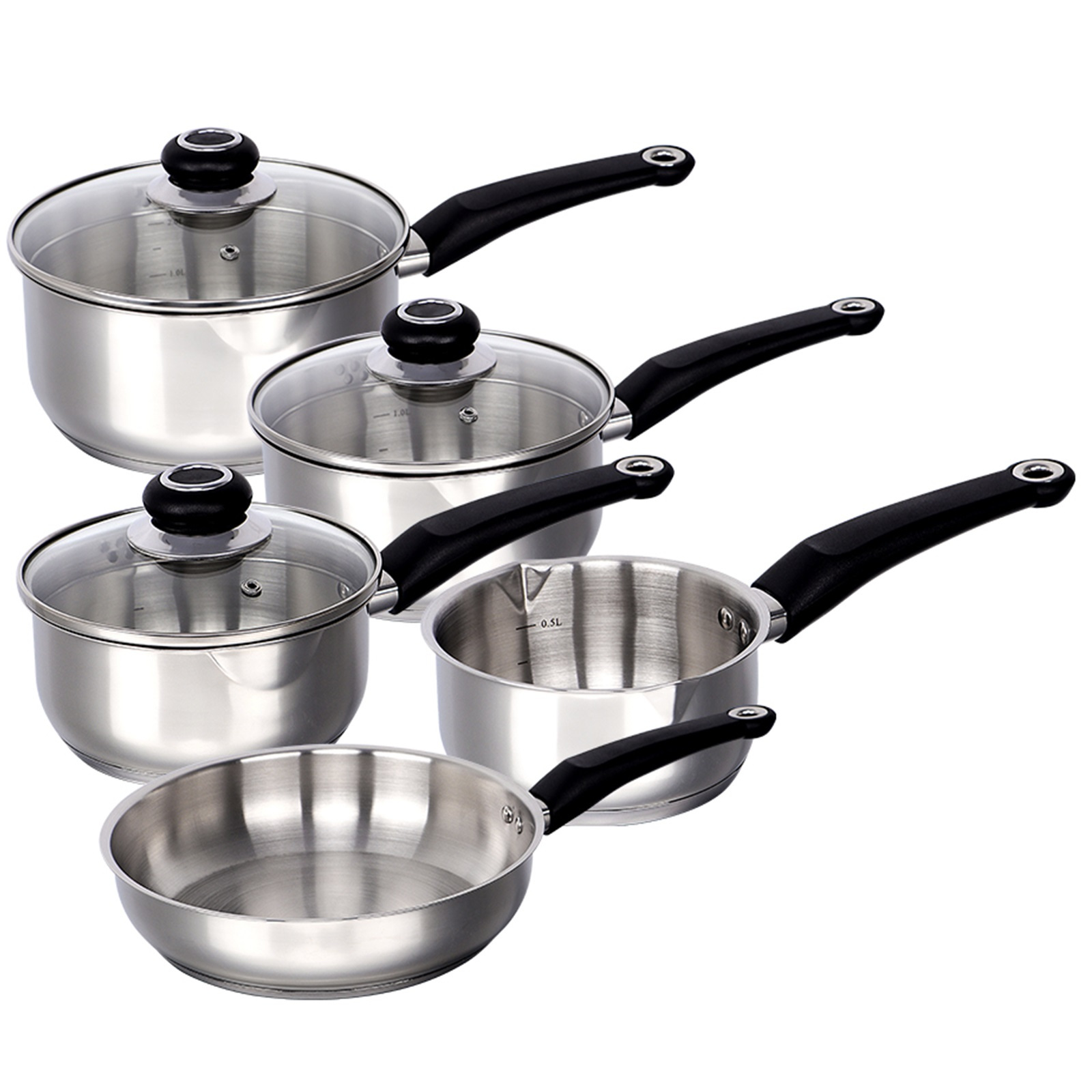 TEMU Stainless Steel 8pcs Induction Cookware Set Frying Pan Milk Saucepan With Lids