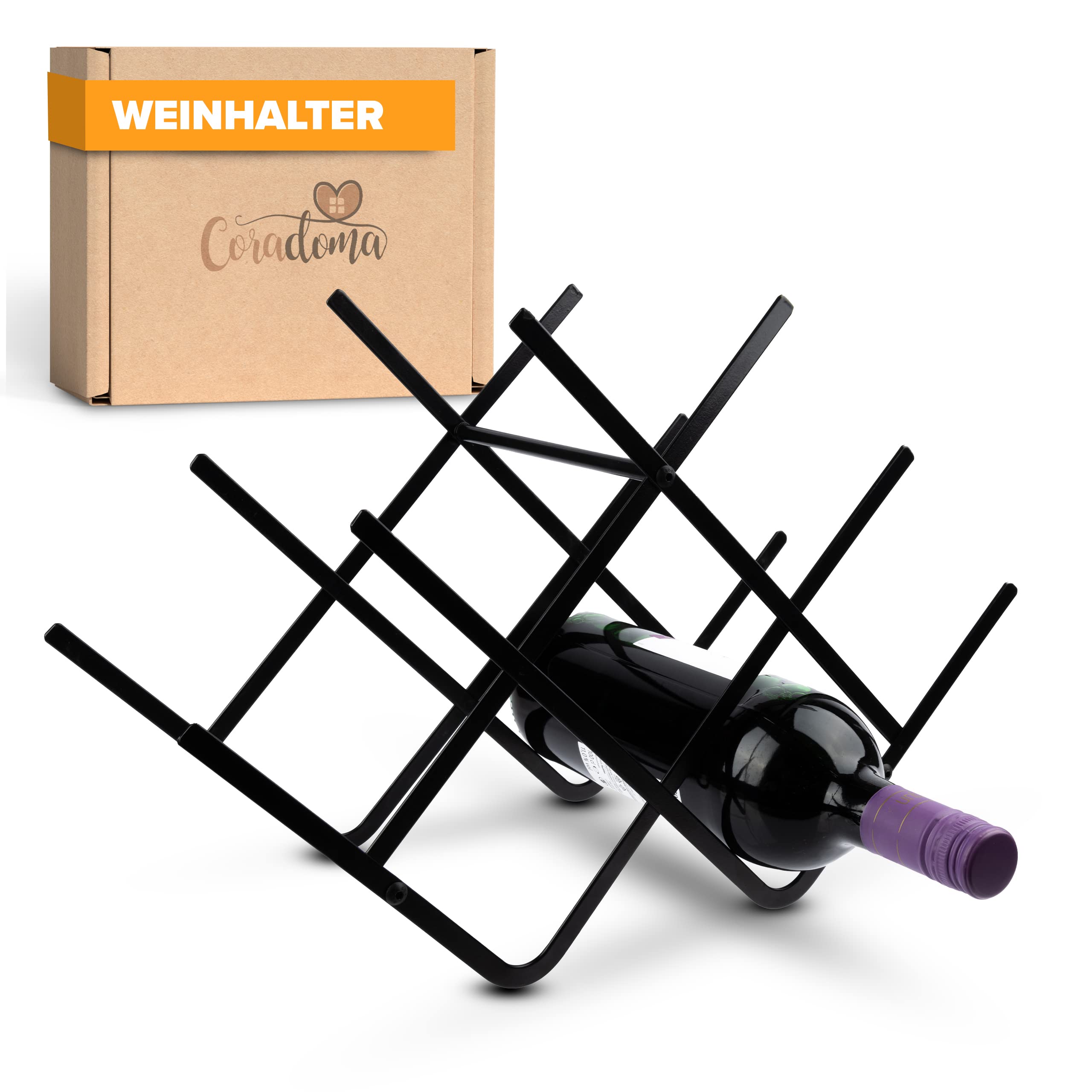 Black Metal Wine Rack For 8 Bottles Of Wine And Drinks - Small Narrow Bottle Shelf, Beverage Rack, Wine Rack, Bottle Stand, Modern Liquor Rack, Wine Holder, Wine Stand