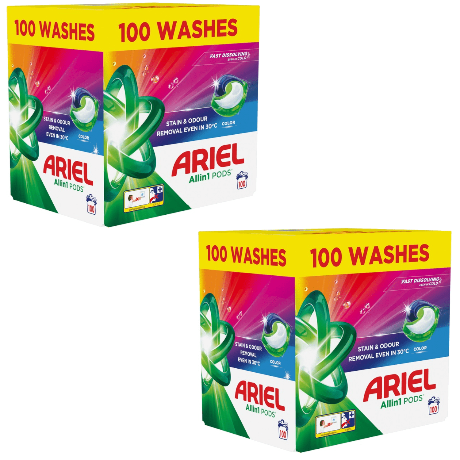 2X ARIEL All-in-1 PODS Laundry Capsules, 100 Washes