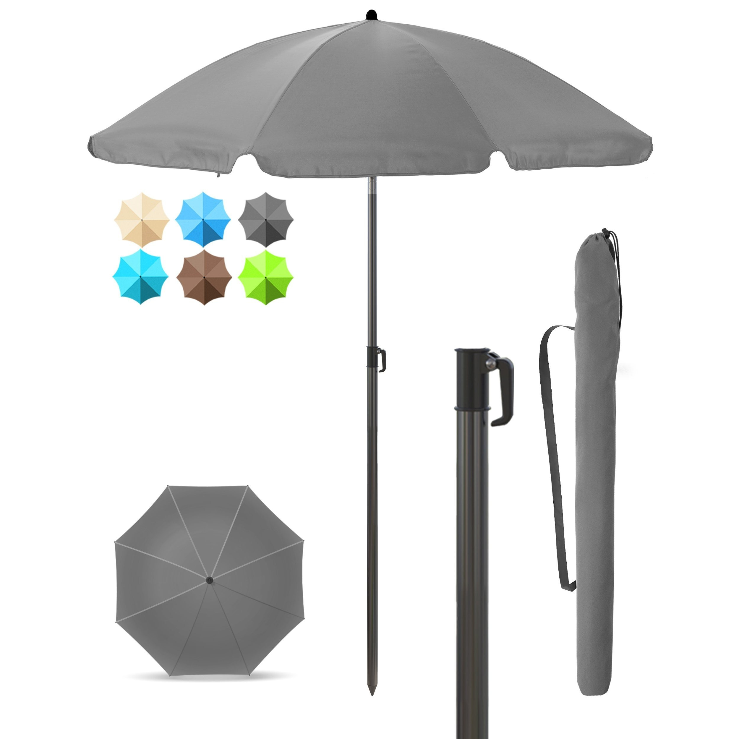 Lindenstein Balcony & Garden Umbrella With Cover – Uv50+ Sun Umbrella Ø 180 Cm For Terrace/beach, Foldable & Wind-resistant – Practical 2-in-1 Set In /beige/blue/turquoise/green/taupe