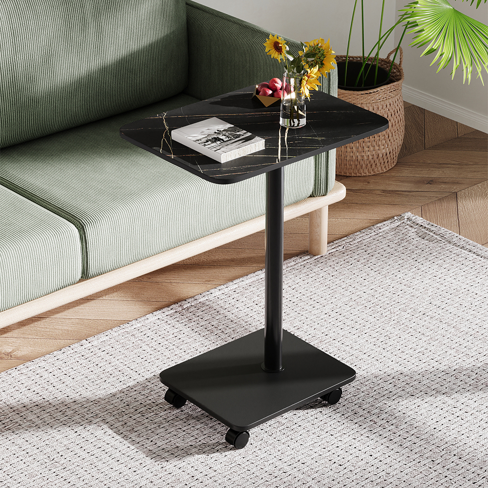 TEMU 1pc Furniture Sofa Table Side Table, Small Coffee Table, Movable Side Table With 2 Casters Lockable, For Living Room Bedroom Balcony, White