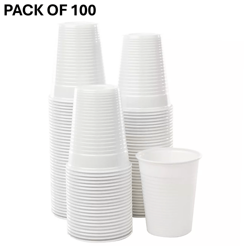 TEMU 100pcs White Plastic Cups, Disposable Plastic Cups, White, 7oz/180ml, Disposable Tumblers, Heavy Duty, Small Cups, Best For Party & Events, ,