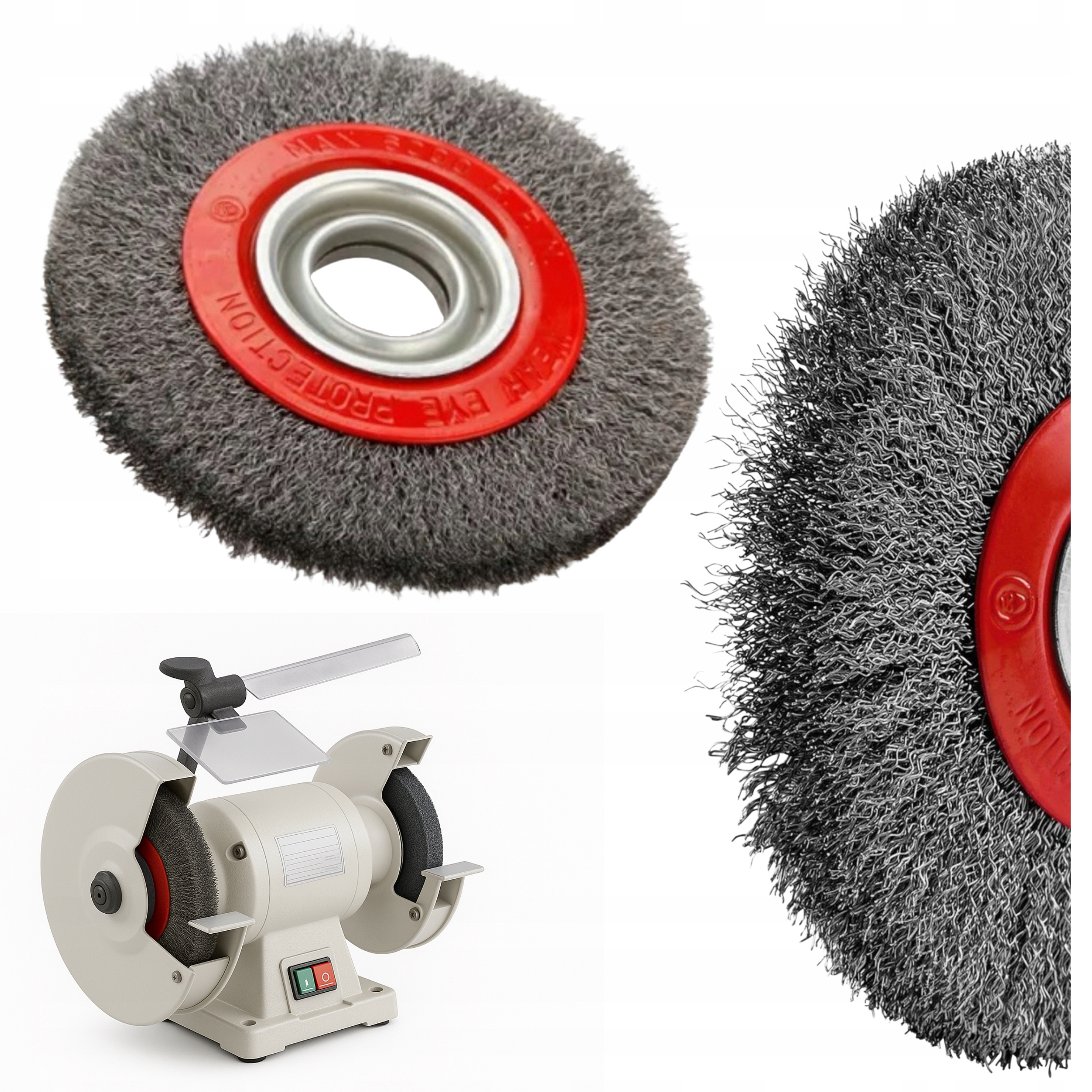 TEMU Brosse métallique pour meuleuse de table, disque de 150 mm, alésage de 33 mm, avec réduction, brosse métallique en acier, dure, incurvée