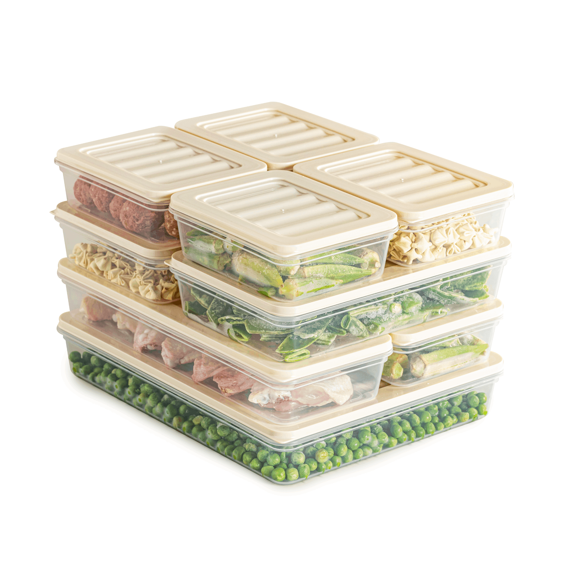 Stackable Freezer Containers 9pcs Set, Freezer & Refrigerator Organizer With Lid, Frost-resistant Up To -25°c, Reusable Freshness Containers, Store And