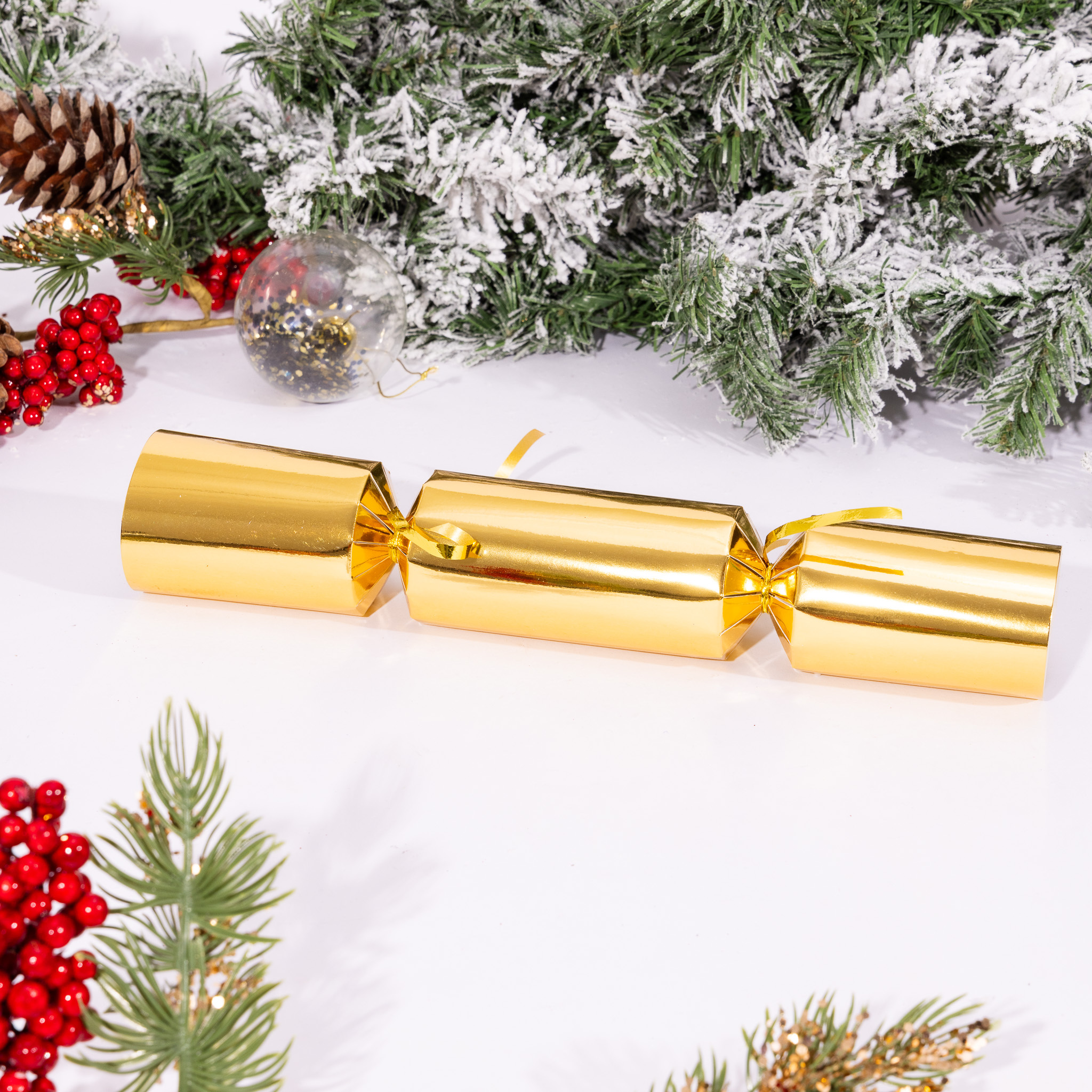 TEMU Evelay Pack Of 6 Foil Diy Christmas Crackers Kit – 12" Make Your Own Holiday Crackers With Hats, Jokes, Snaps & Ribbons – Fun Foil Party Decor