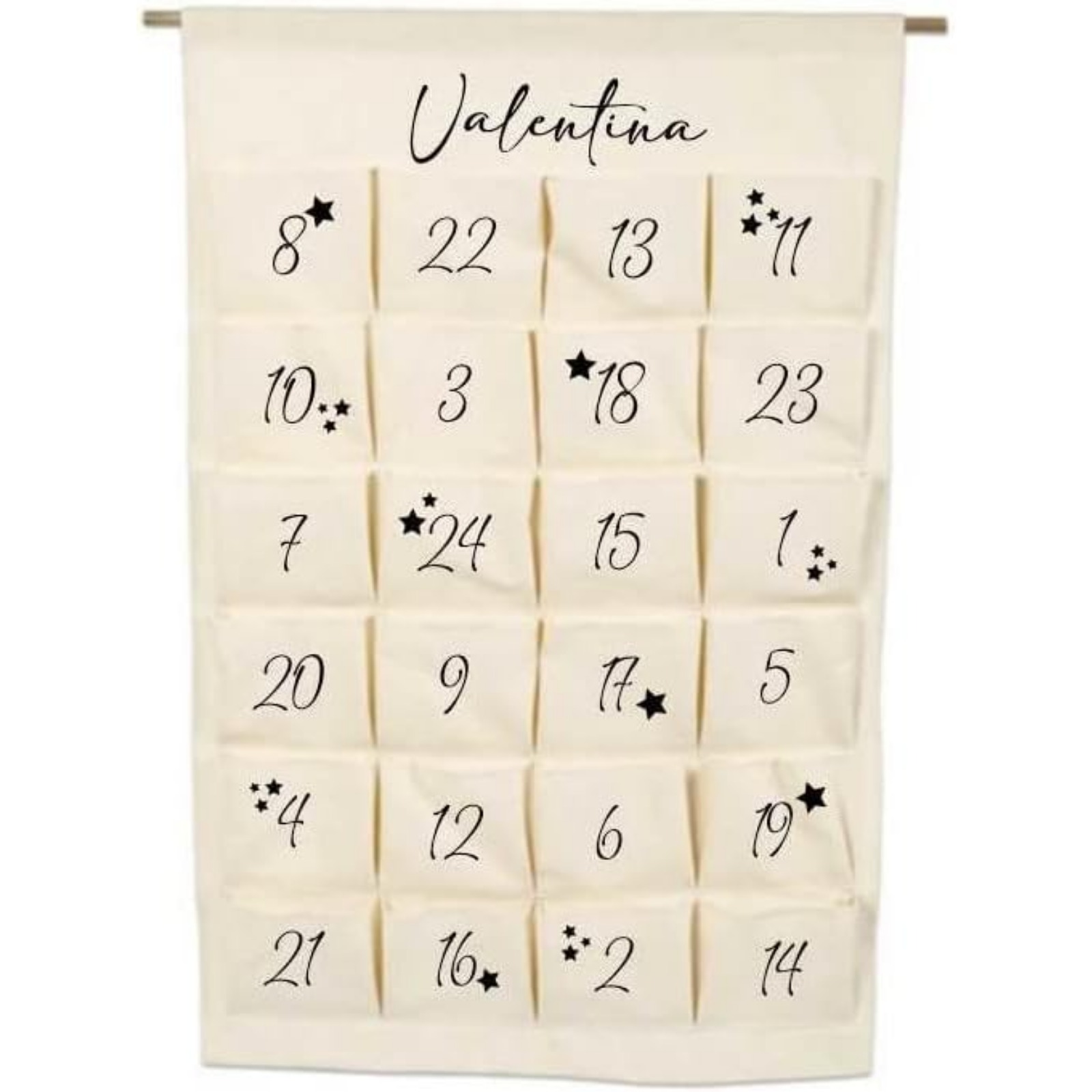   XL Advent Calendar with Name Personalised for Children, 24 Pockets to Fill Yourself, Large Calendar Made of Fabric, Advent Season, Christmas