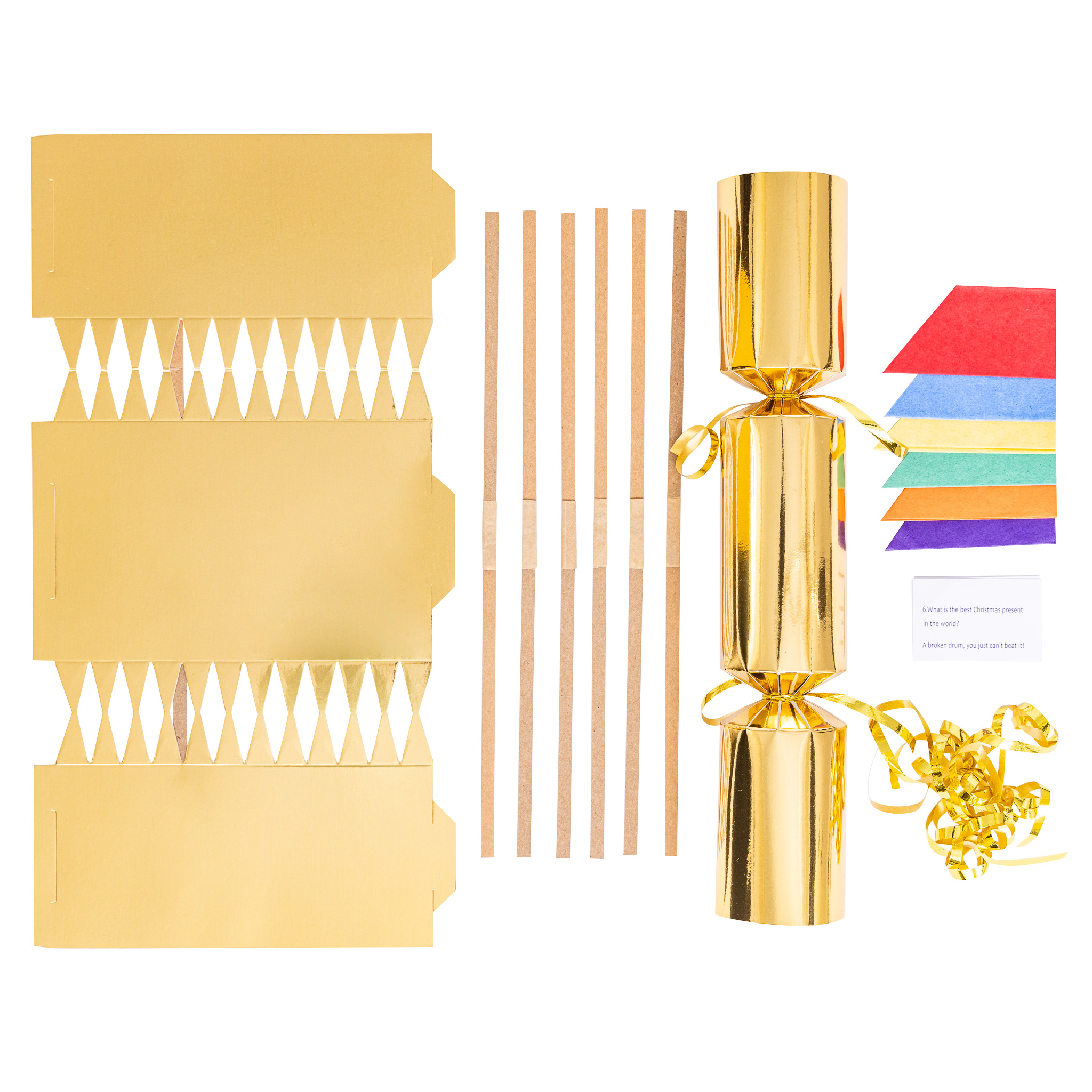TEMU Evelay Pack Of 12 Foil Diy Christmas Crackers Kit – 12" Make Your Own Holiday Crackers With Hats, Jokes, Snaps & Ribbons – Fun Foil Party Decor