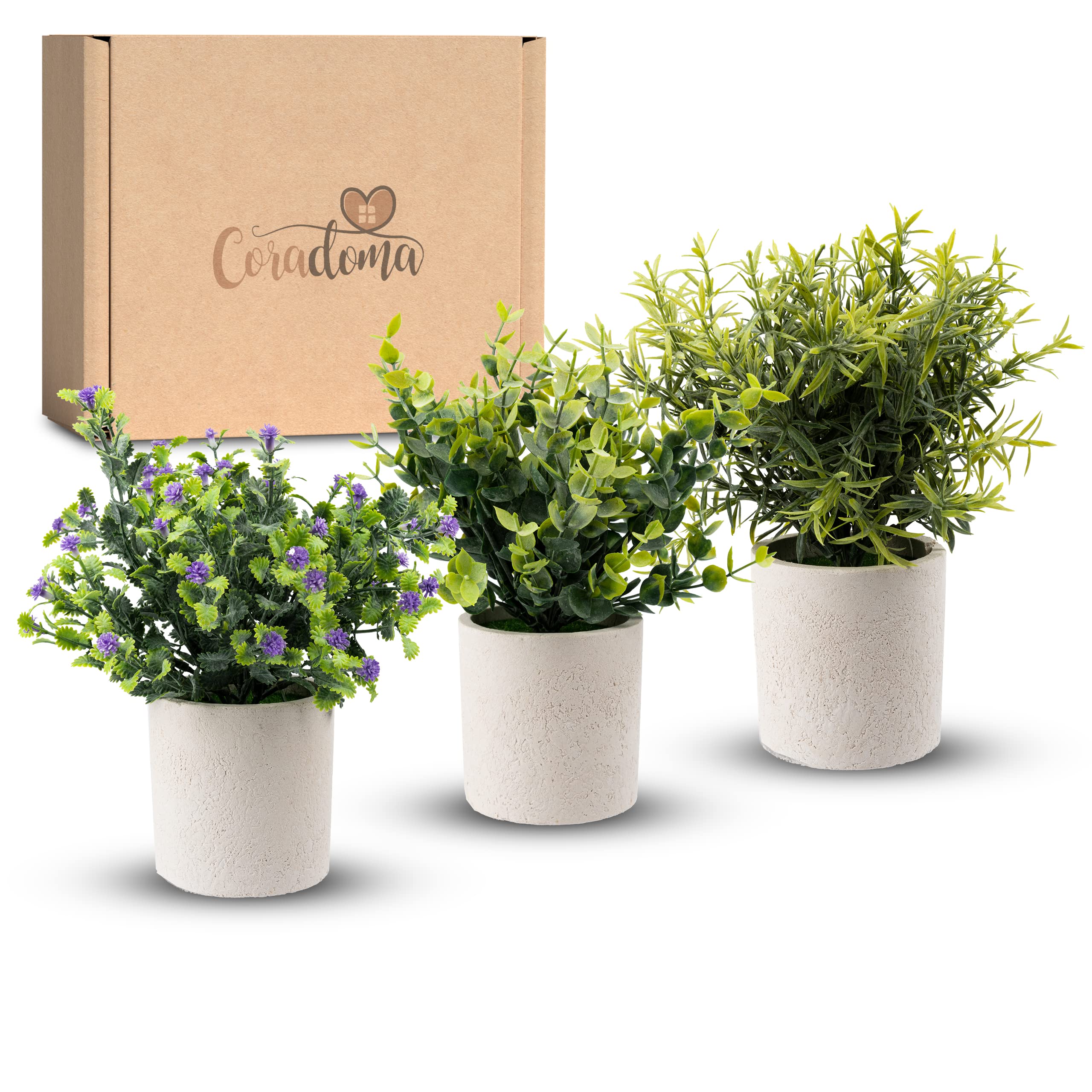 TEMU Artificial Plants 3pcs Set Decoration Artificial Plants In White Pot | Living Room Modern Kitchen Decoration | Artificial Succulent Window Sill