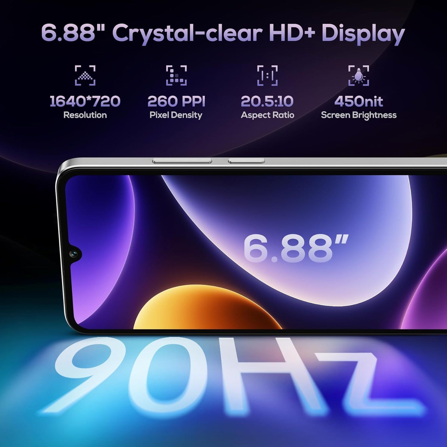 OUKITEL C60 PRO Android 15 Mobile Phones (307g)-10000mAh Battery, 24GB+256GB/1TB, 6.88