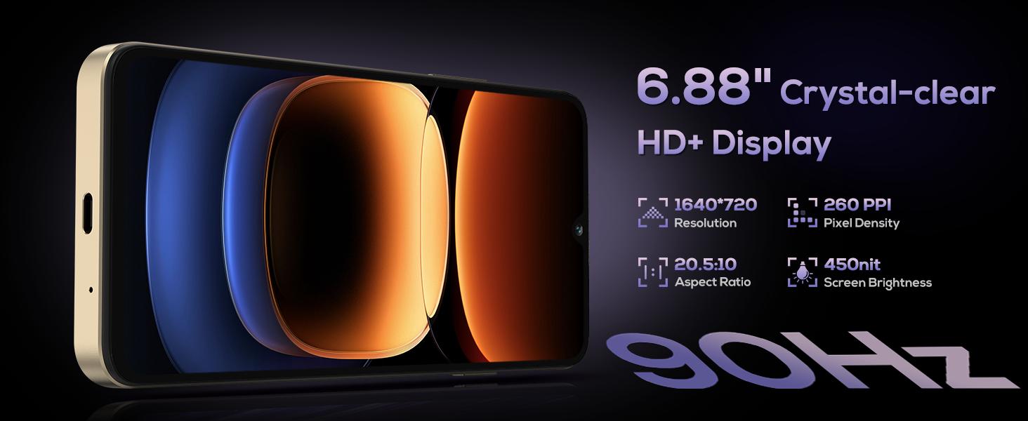 OUKITEL C60 PRO Android 15 Mobile Phones (307g)-10000mAh Battery, 24GB+256GB/1TB, 6.88