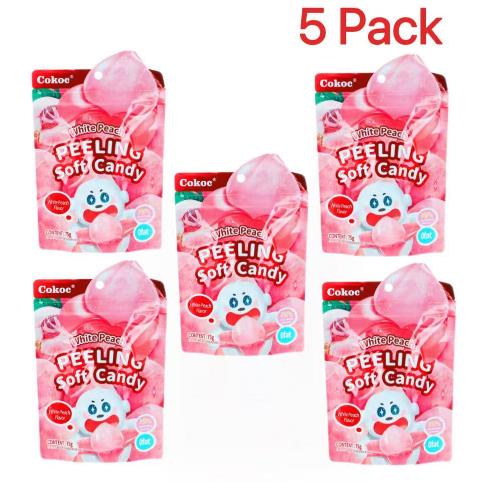E-shop 5 Packs Cokoc Fruchtgummis 5×75g - 3 Geschmacksrichtungen ：Mango / Traube / Pfirsich Weiche Fruchtsaftgummis , Süße Snacks , weihnachten