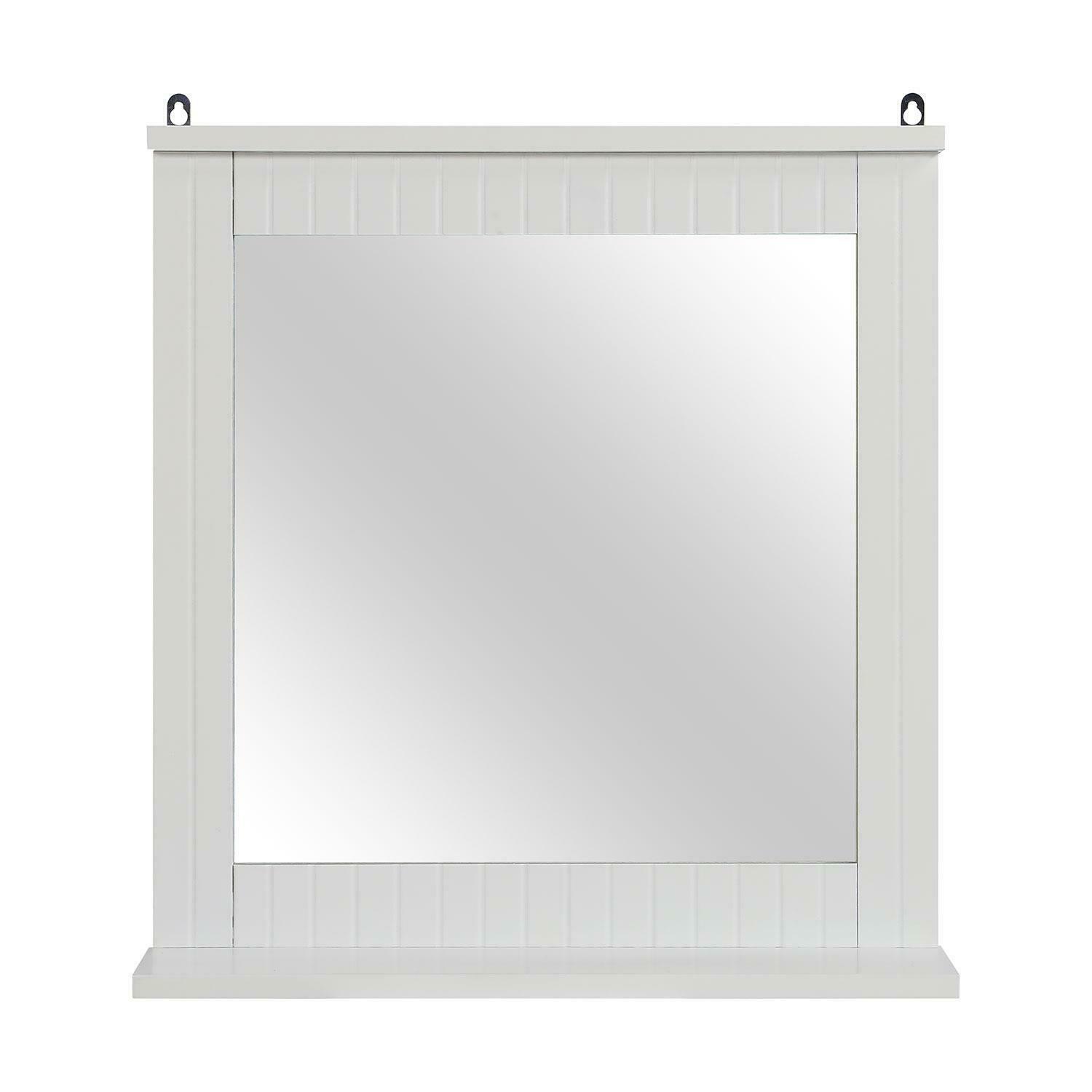 Hanging Vanity Mirror - Wall Mounted Mirror | Wood Rectangular Frame | Attractive Storage Shelf | Space-saving | &…: retailer-supplied image