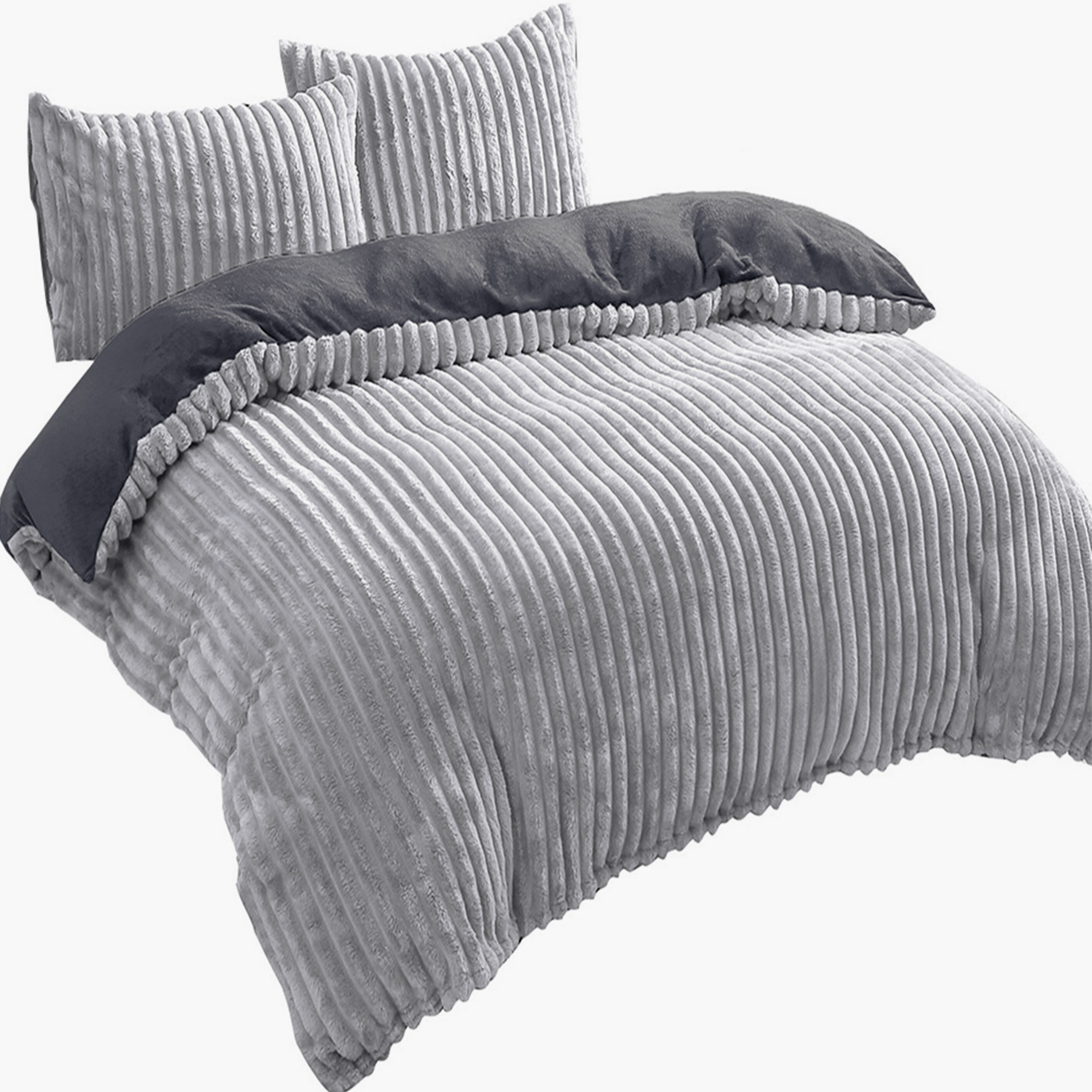 Bedding Teddy Fleece Cord Winter Grey Dark Blue Green Reversible With Zipper Warm And Cuddly