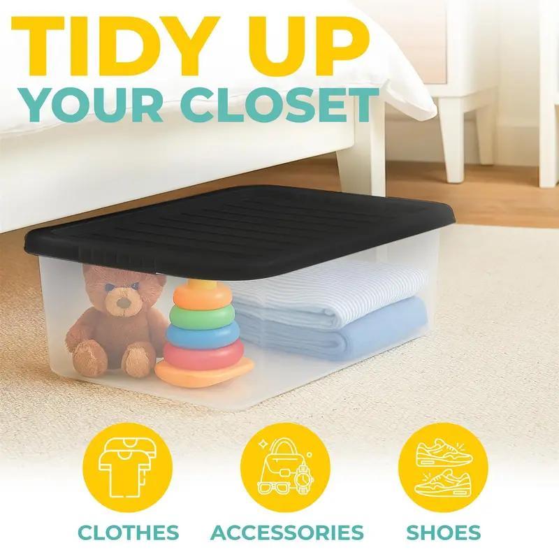 3 x 32 Litre Under Bed Storage Boxes with Lids