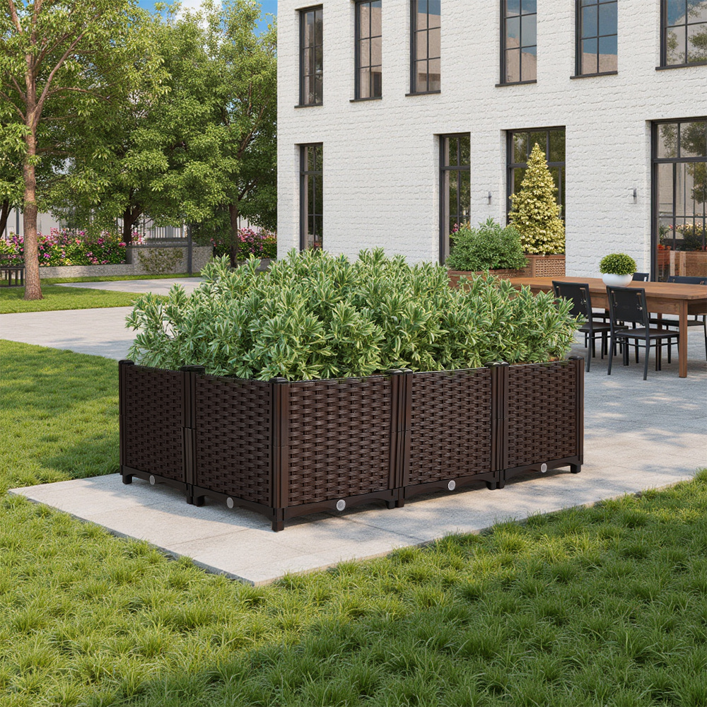 TEMU 1pc Garden Planting Bed, Plastic Flower Planting Bed, Deepened And Widened Vegetable Box, Box Type Elevated Garden Bed, 6 Union Vegetable Pots,