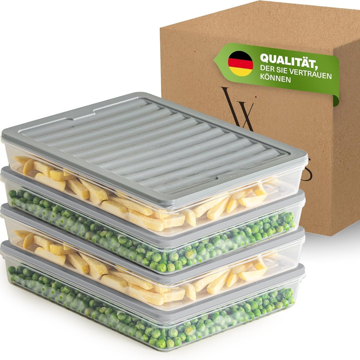 Stackable Freezer Containers 4pcs Set, Freezer & Refrigerator Organizer With Lid, Frost-resistant Up To -25°c, Reusable Freshness Containers, Store And