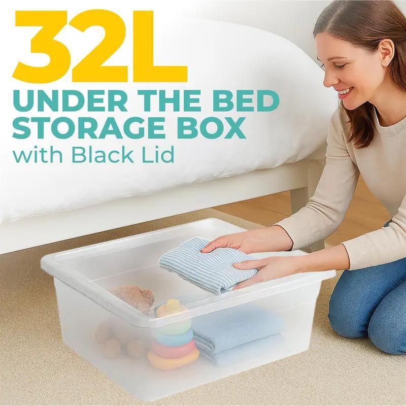 3 x 32 Litre Under Bed Storage Boxes with Lids