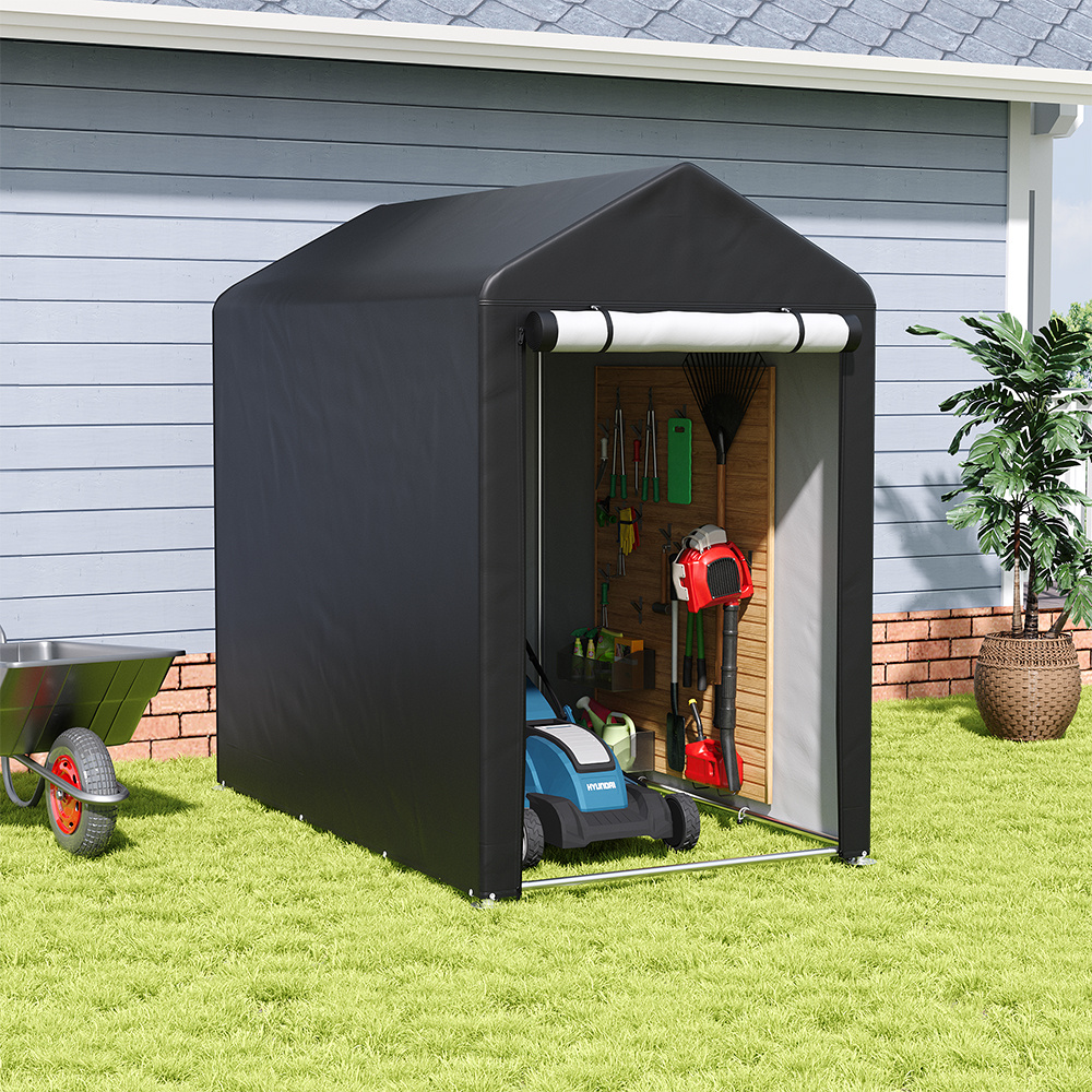 TEMU 4x6ft Dark Shed Tool Canopy, Temporary & Removable Bicycle And Motorcycle Canopy, Snow Canopy, Outdoor Storage Room Warehouse, W120*l181*h163